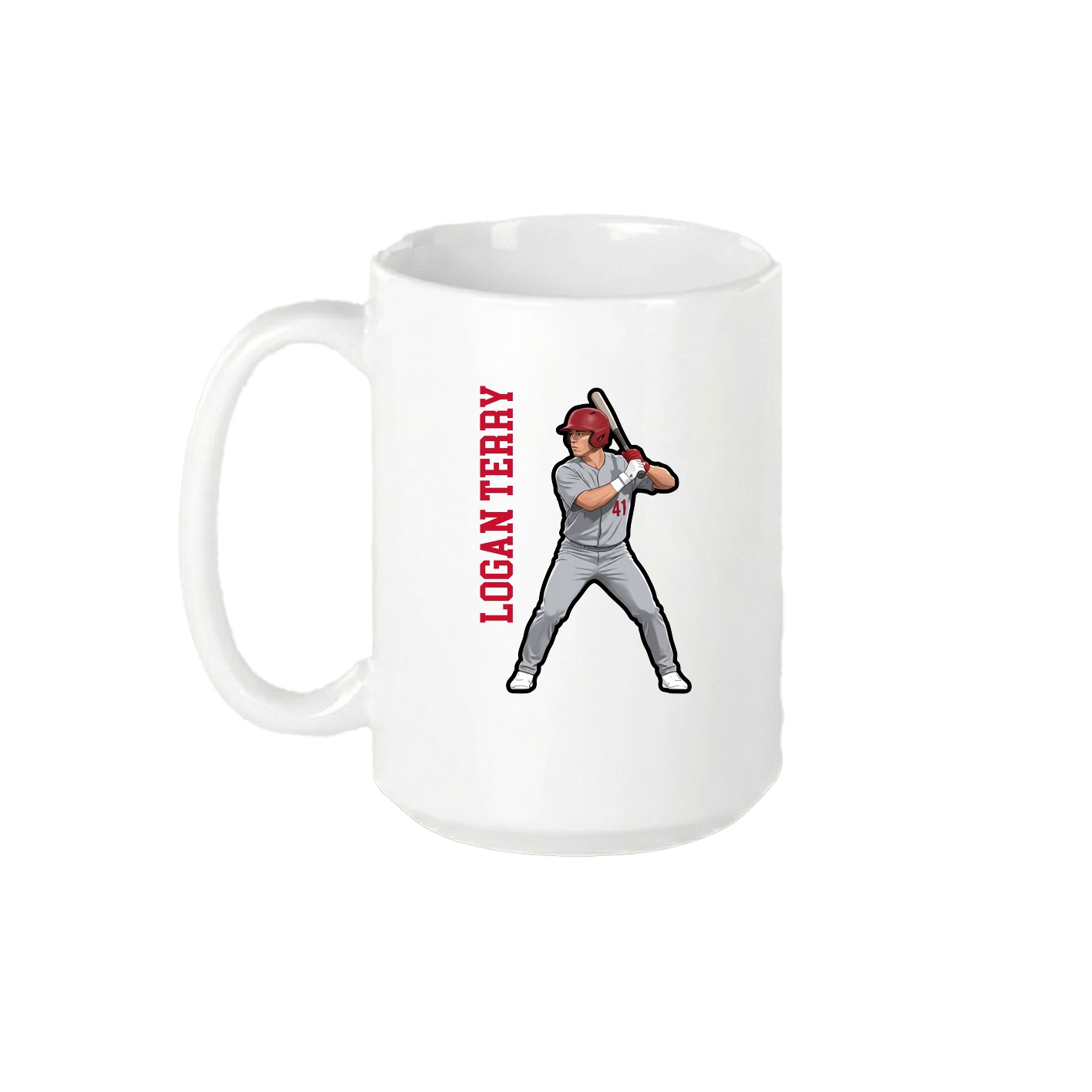 15oz Coffee Mug — Name Vertical in White