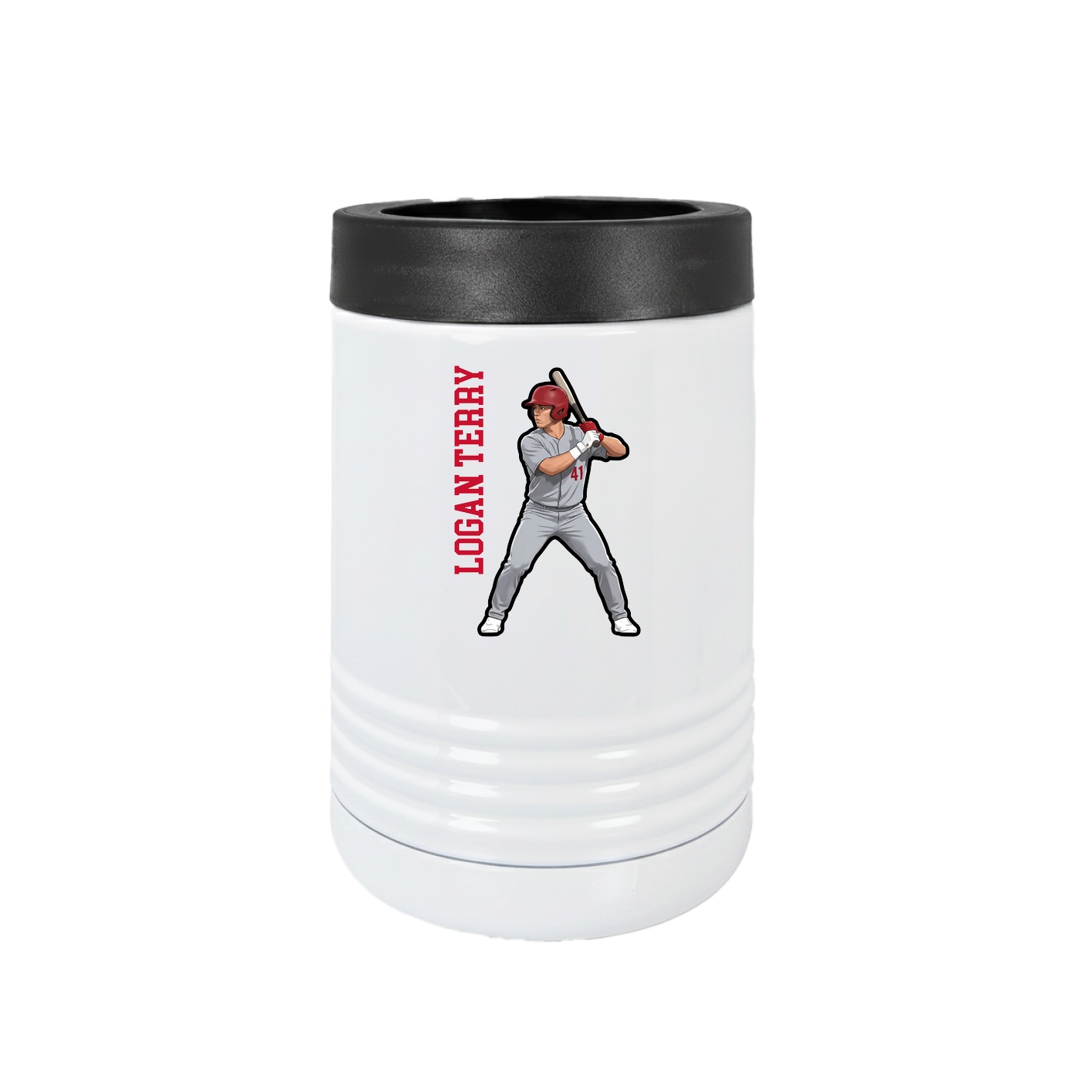 Beverage Holder — Name Vertical in White
