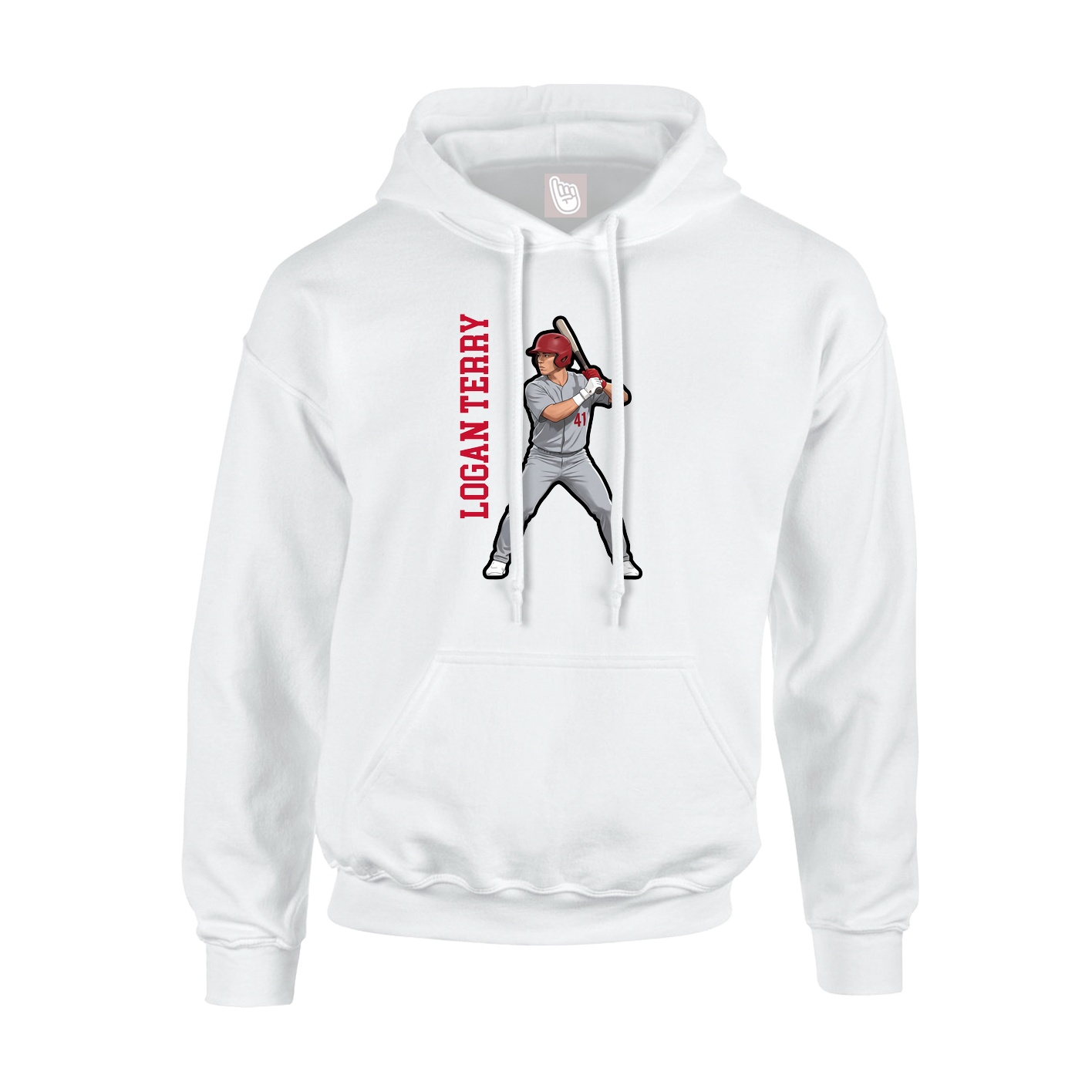 Youth Hoodie — Name Vertical in White