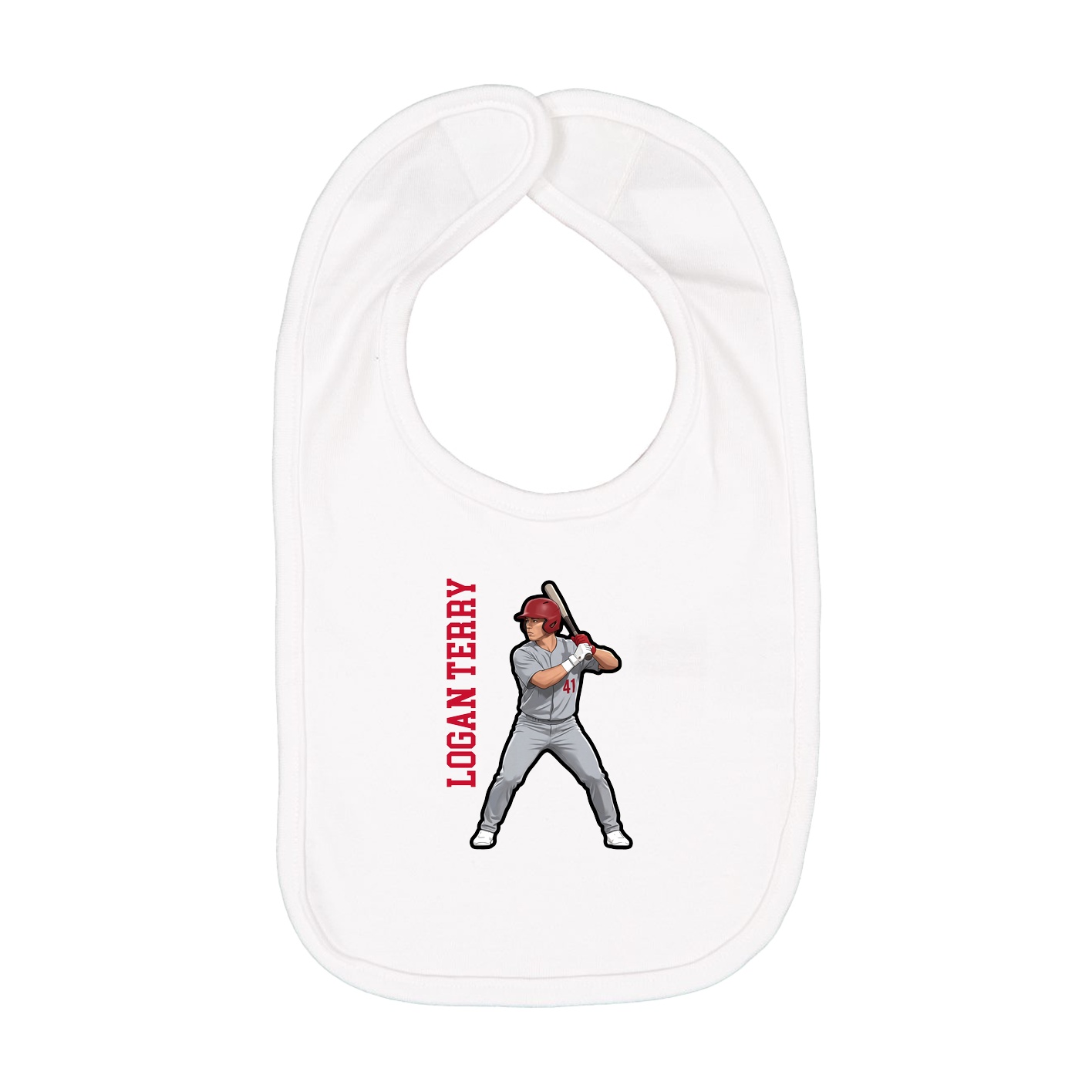 Infant Bib — Name Vertical in White