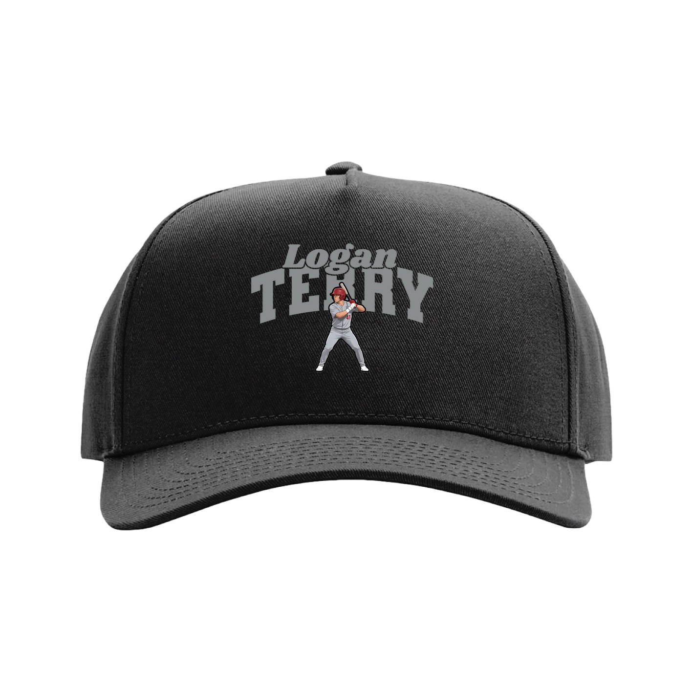 Full Fabric Five-Panel Champ Cap — Signature Arch in Black