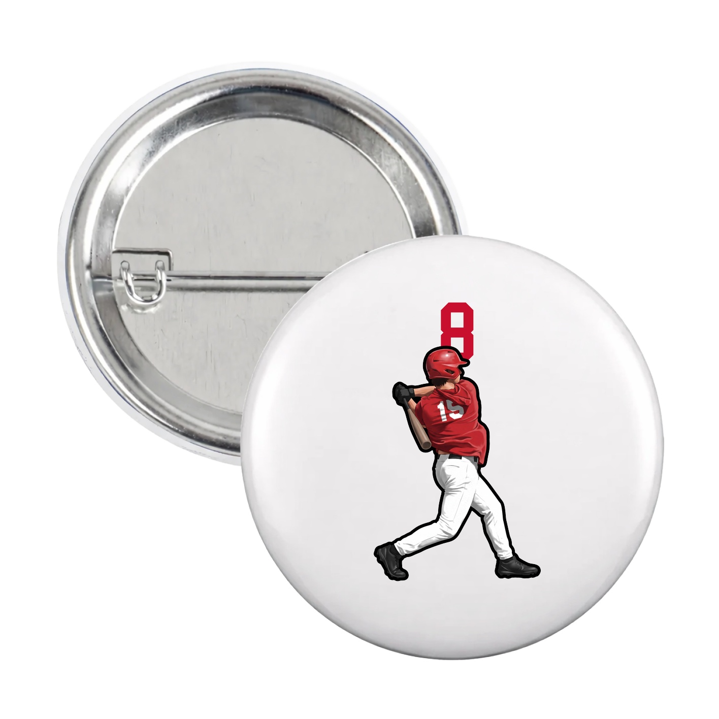 Game Day Button — Number Top in White
