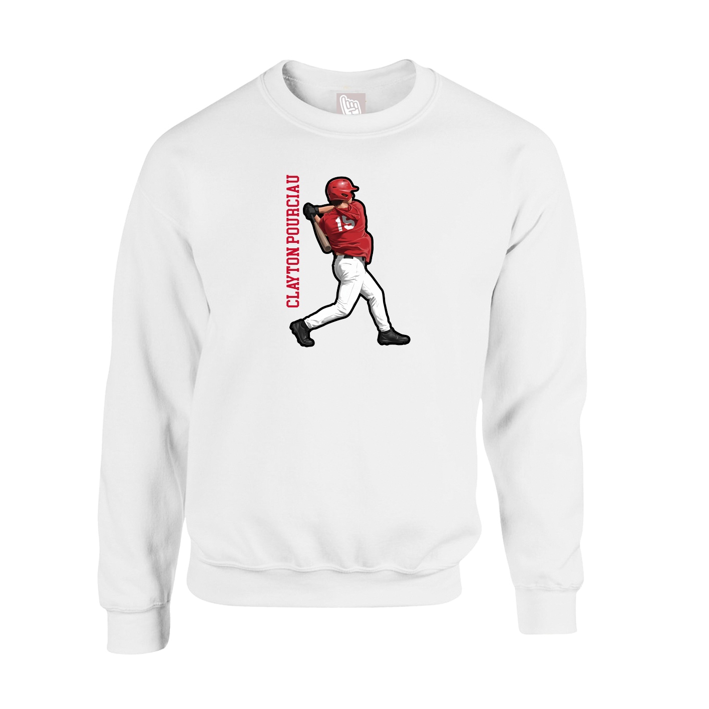Fleece Crew — Name Vertical in White