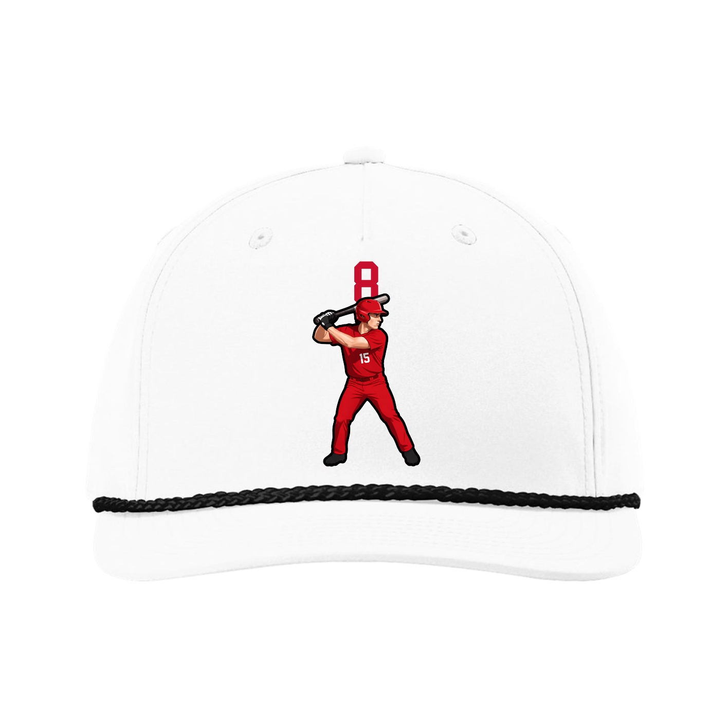Five-Panel Classic Rope Cap — Number Top in White
