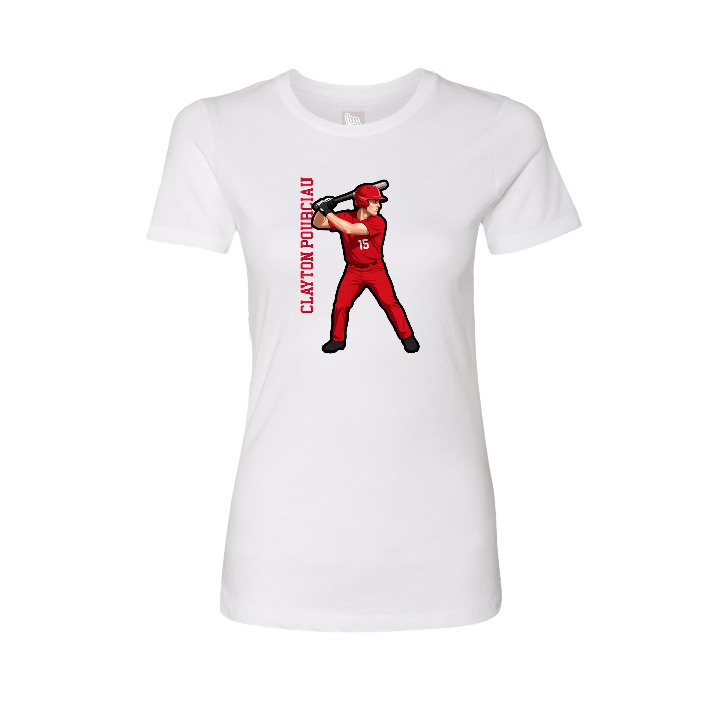 Fitted Women's Tee — Name Vertical in White