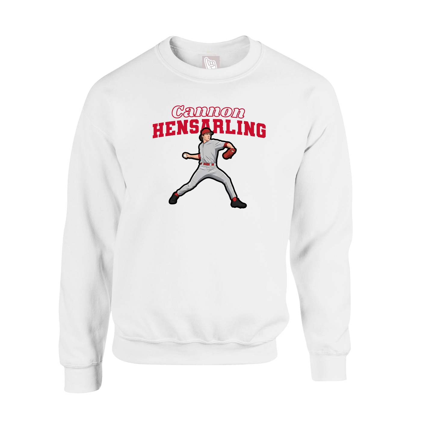 Fleece Crew — Name Arch in White
