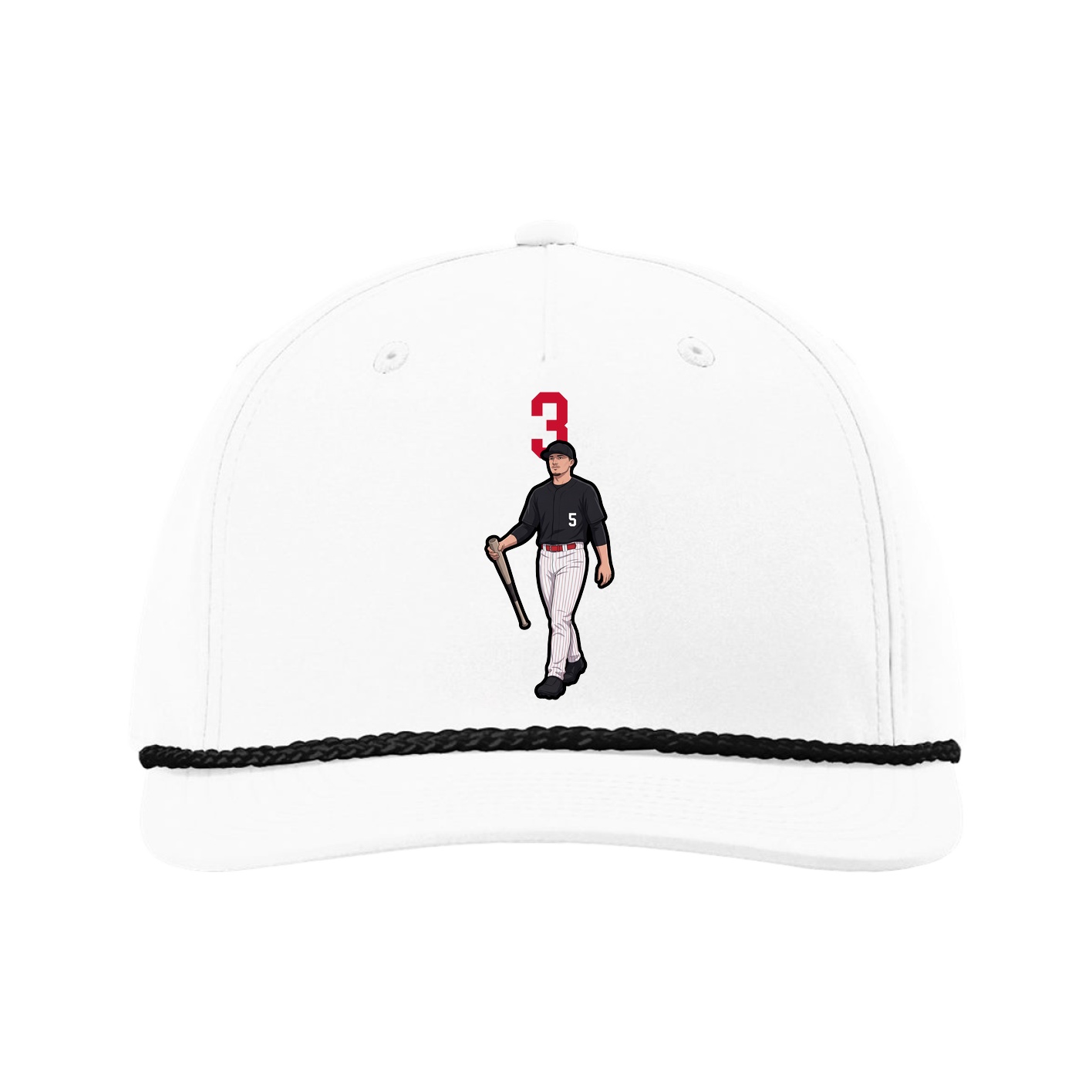Five-Panel Classic Rope Cap — Number Top in White