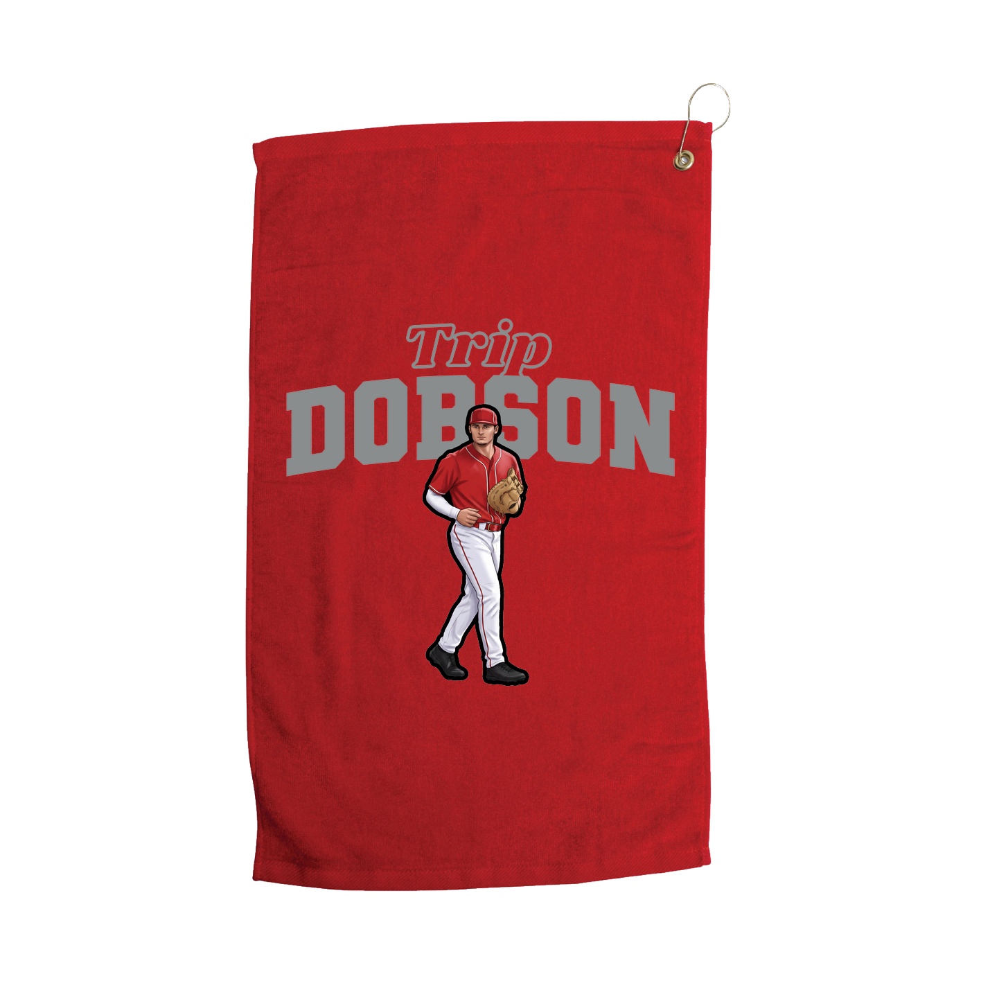 Golf Towel — Name Arch in Red