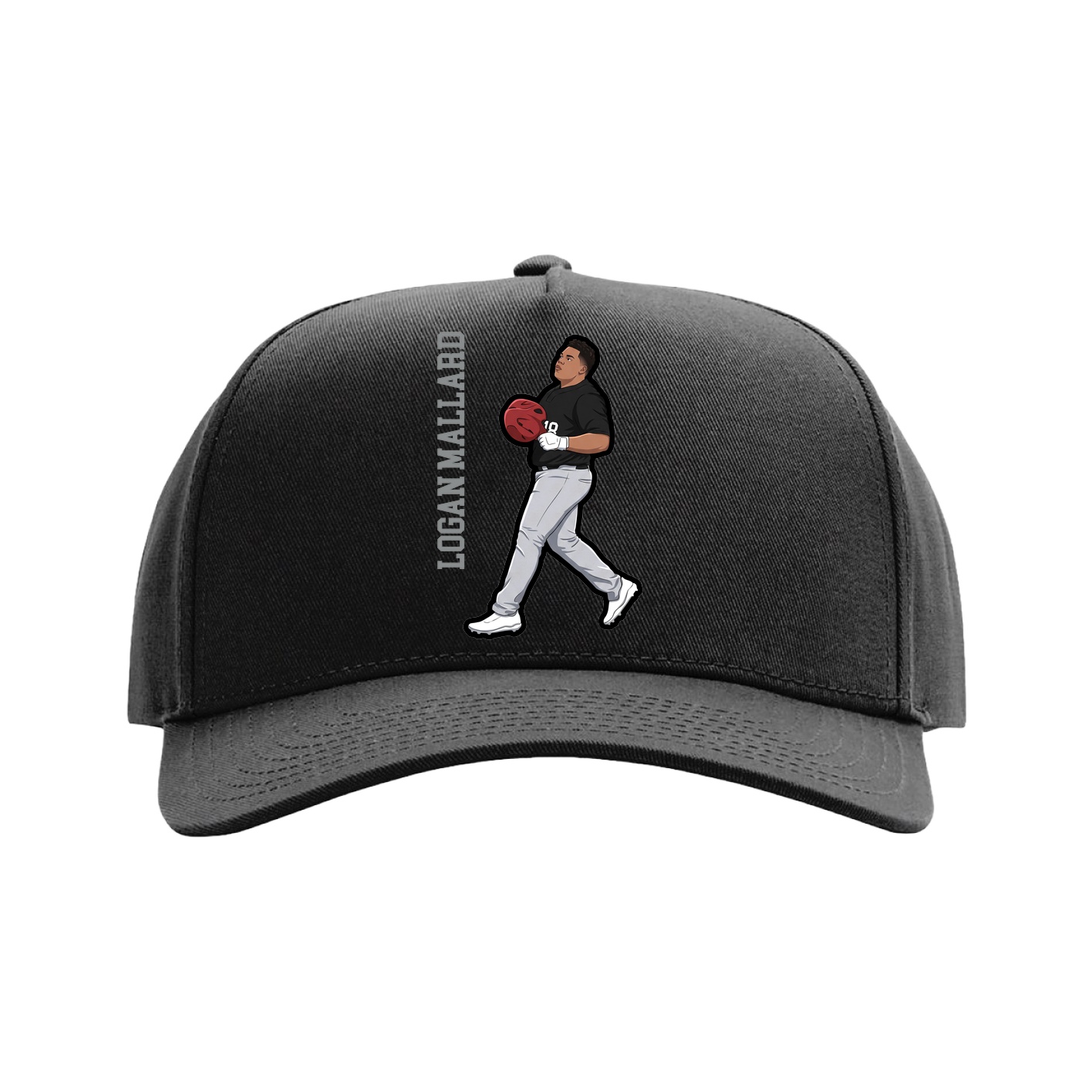 Full Fabric Five-Panel Champ Cap — Name Vertical in Black