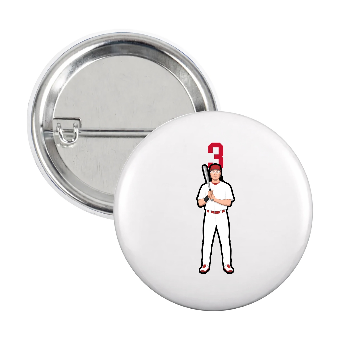 Game Day Button — Number Top in White