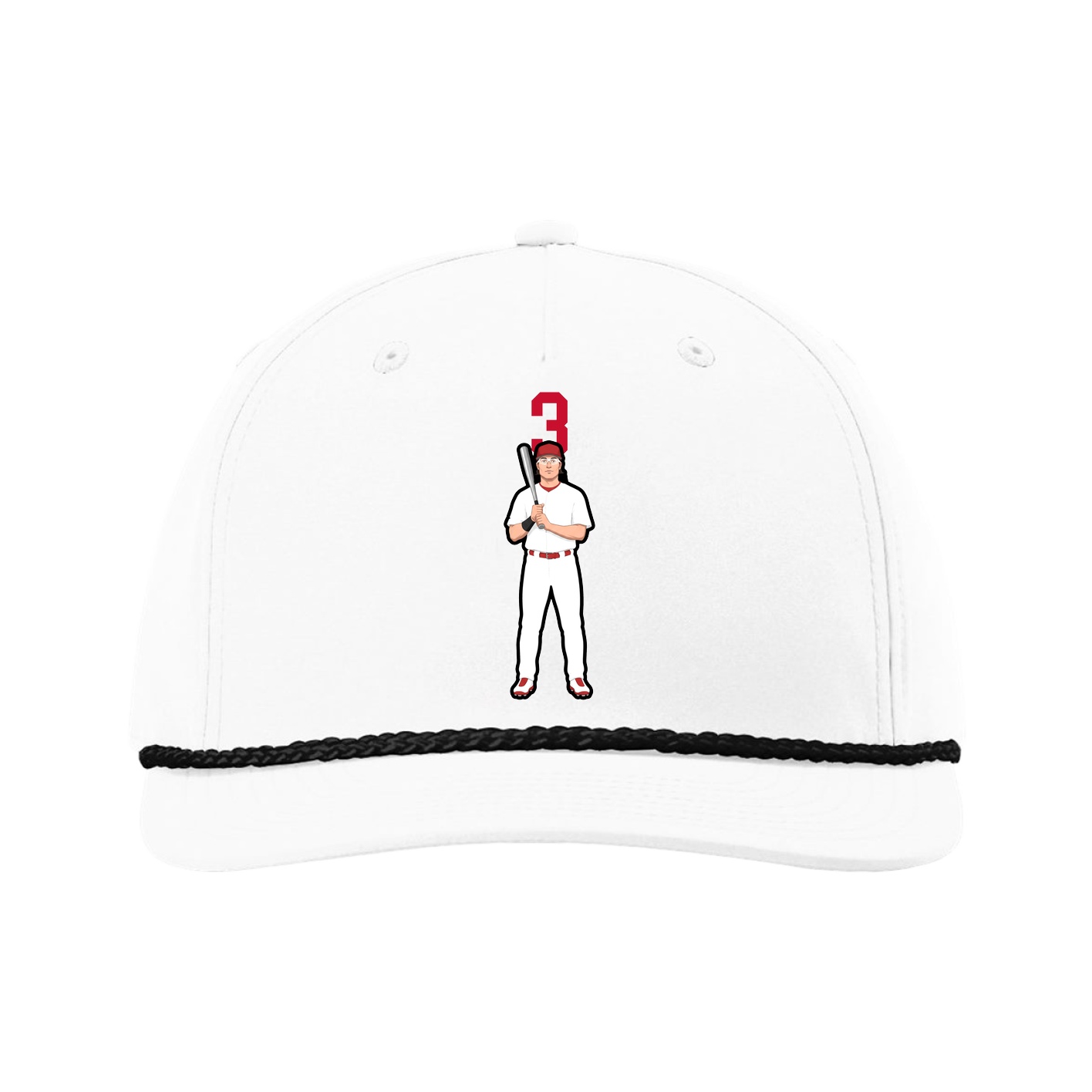 Five-Panel Classic Rope Cap — Number Top in White