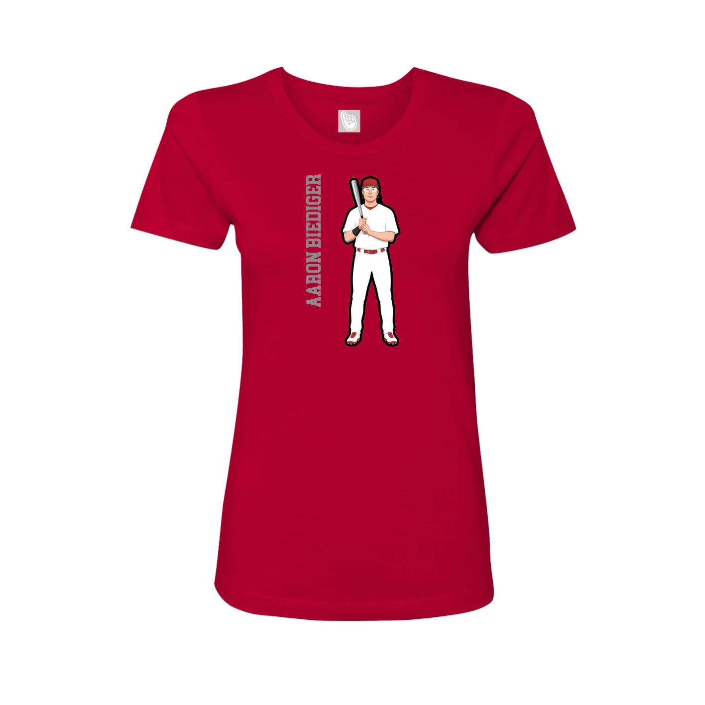 Fitted Women's Tee — Name Vertical in Red