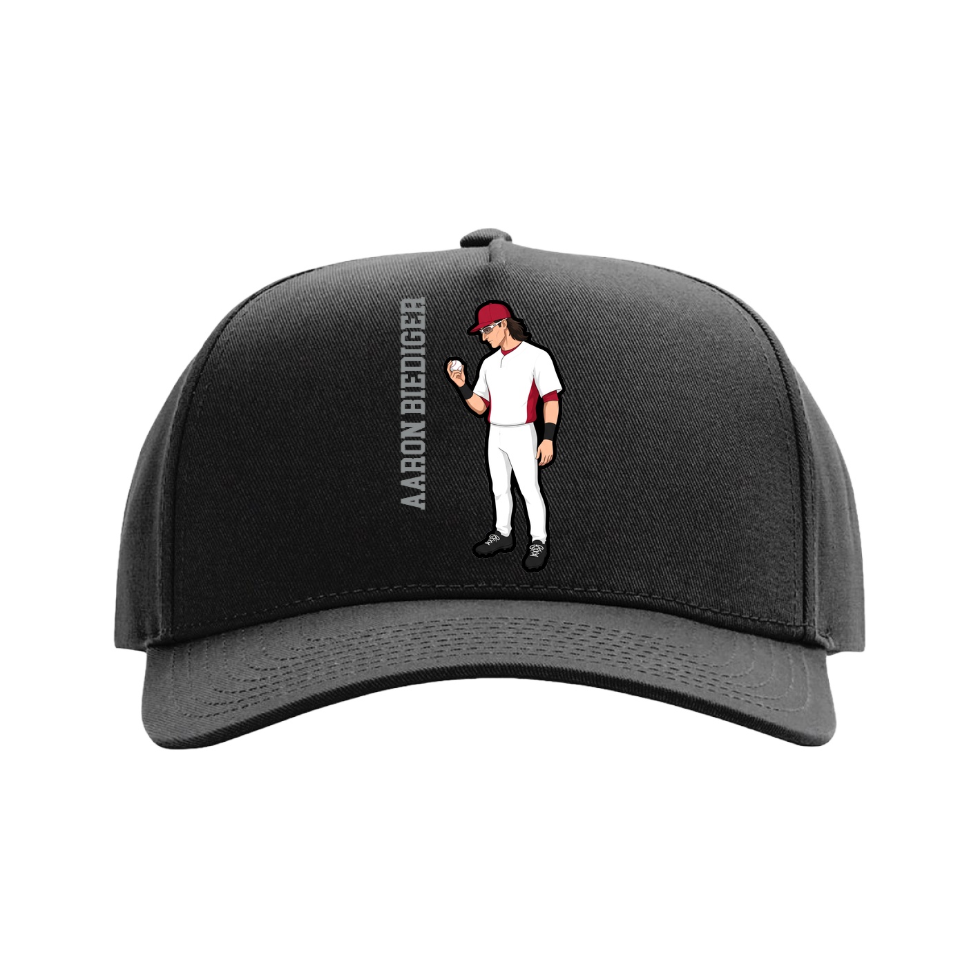 Full Fabric Five-Panel Champ Cap — Name Vertical in Black
