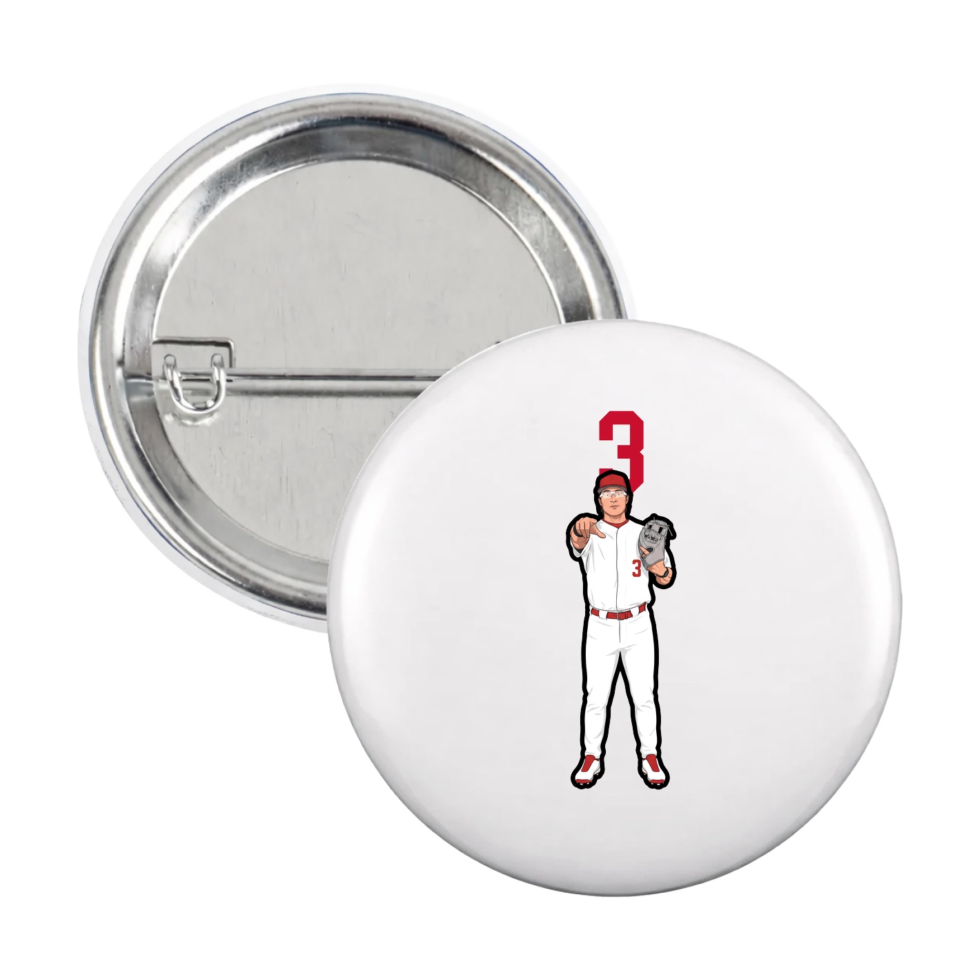 Game Day Button — Number Top in White
