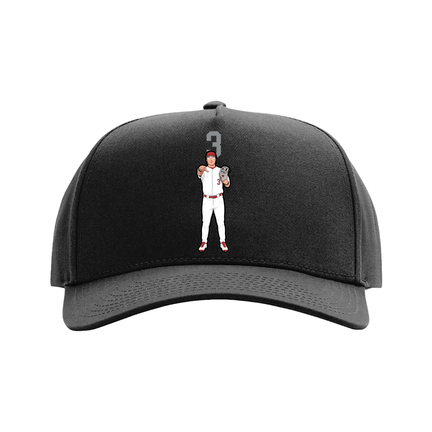 Full Fabric Five-Panel Champ Cap — Number Top in Black