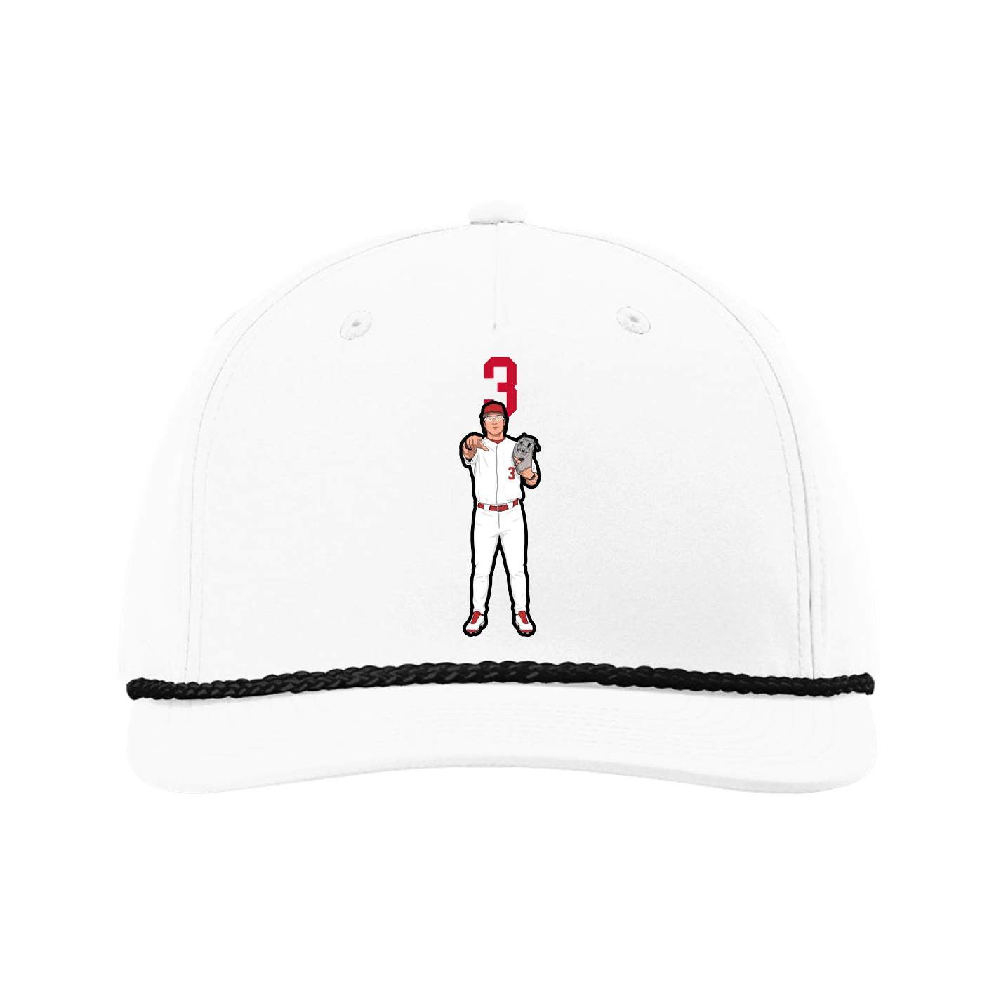 Five-Panel Classic Rope Cap — Number Top in White
