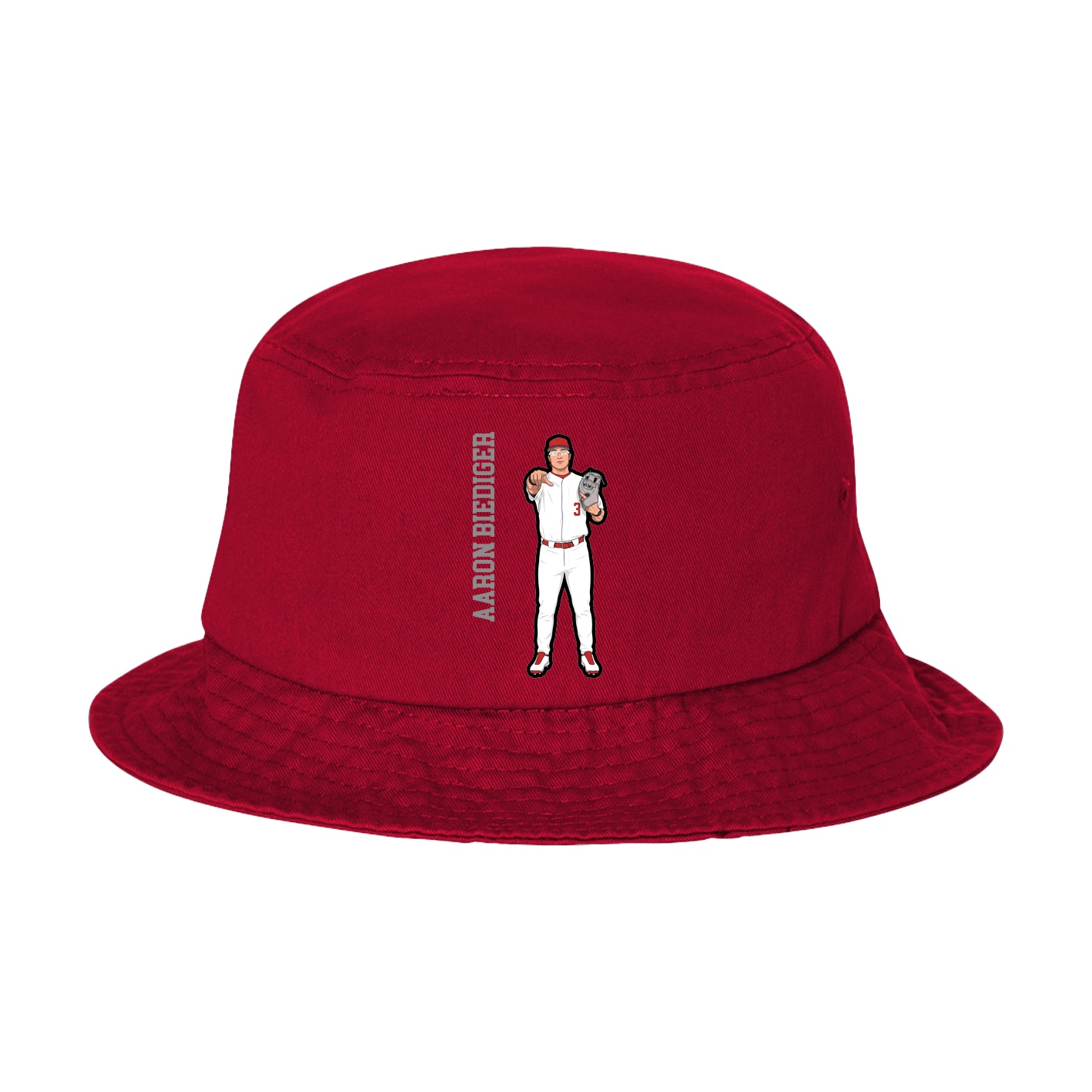 Bucket Cap — Name Vertical in Red
