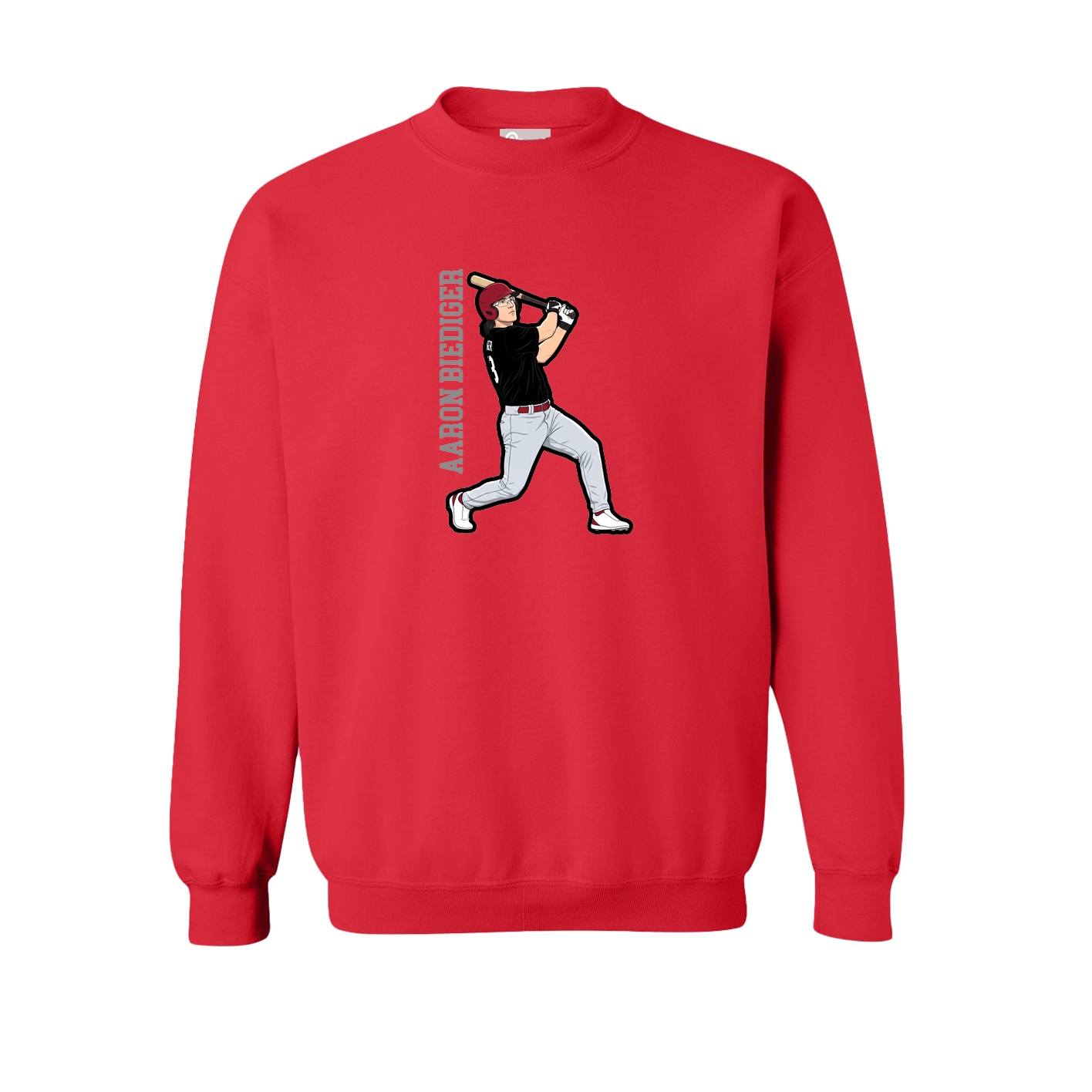 Fleece Crew — Name Vertical in Red