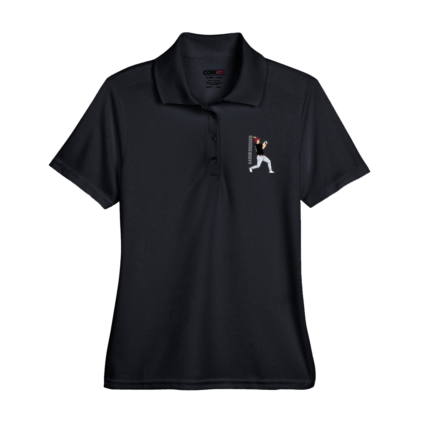 Womens Performance Polo — Name Vertical in Black