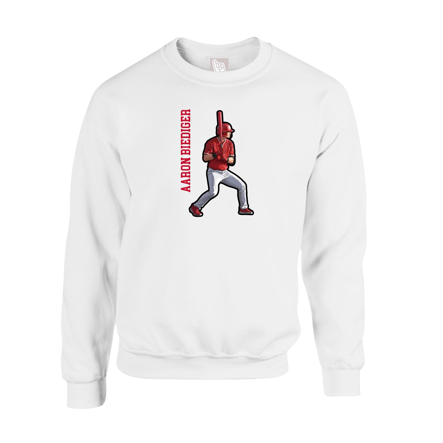 Fleece Crew — Name Vertical in White