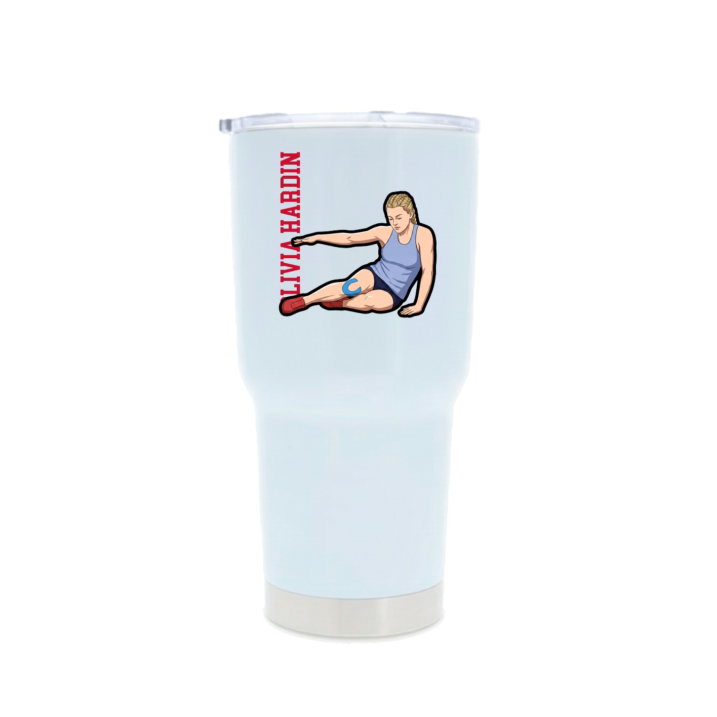 30oz Stainless Steel Tumbler — Name Vertical in White