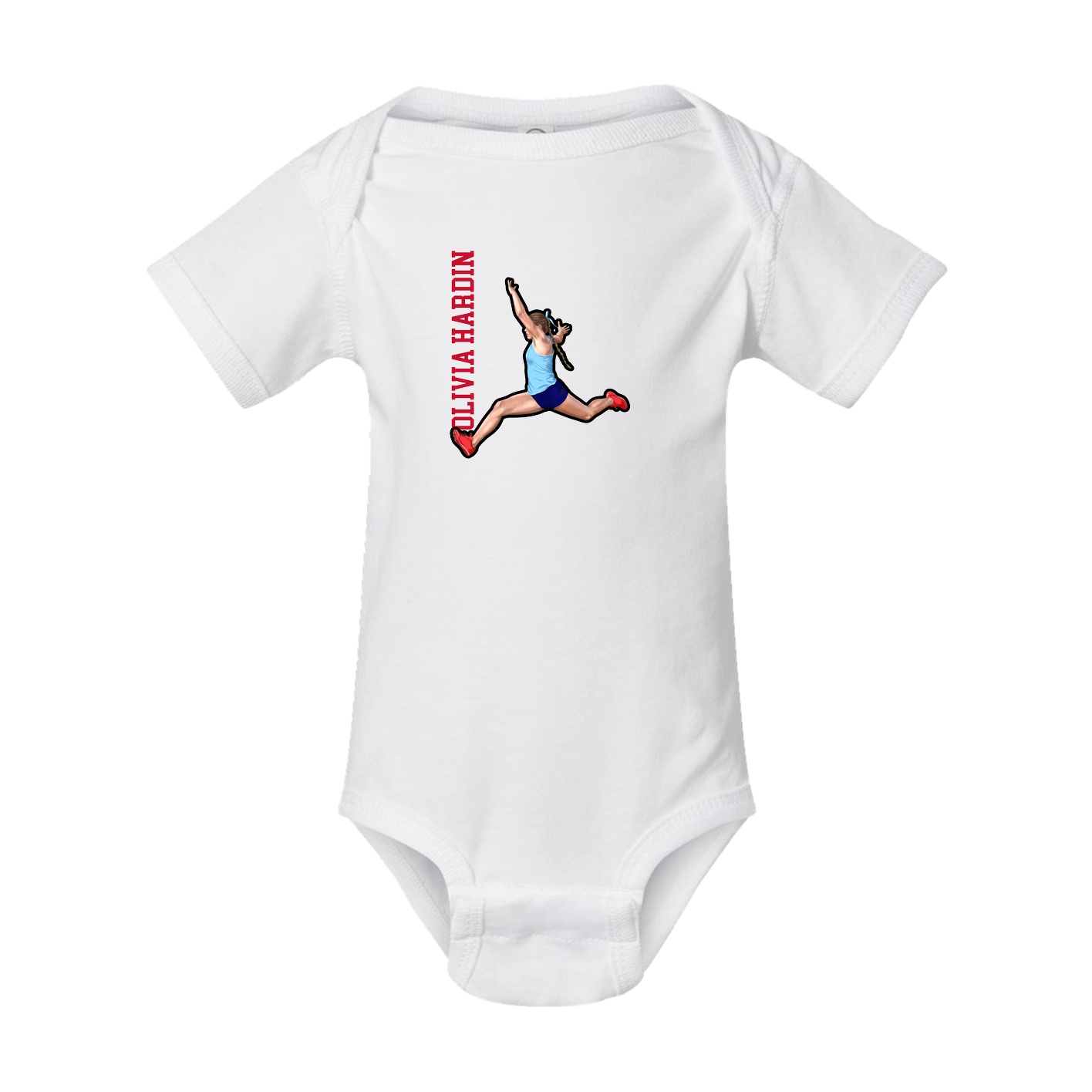 Baby Onesie — Name Vertical in White