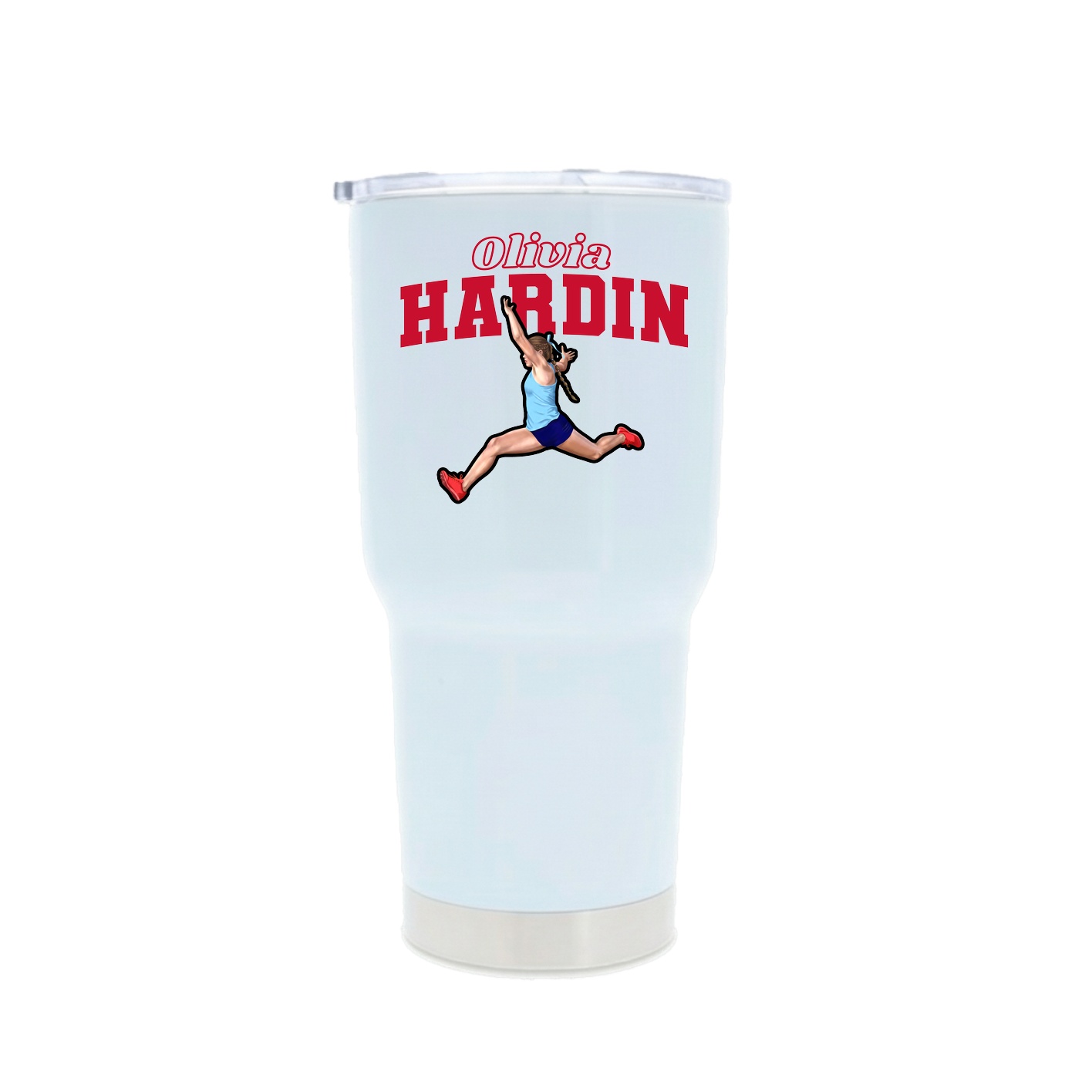 30oz Stainless Steel Tumbler — Name Arch in White