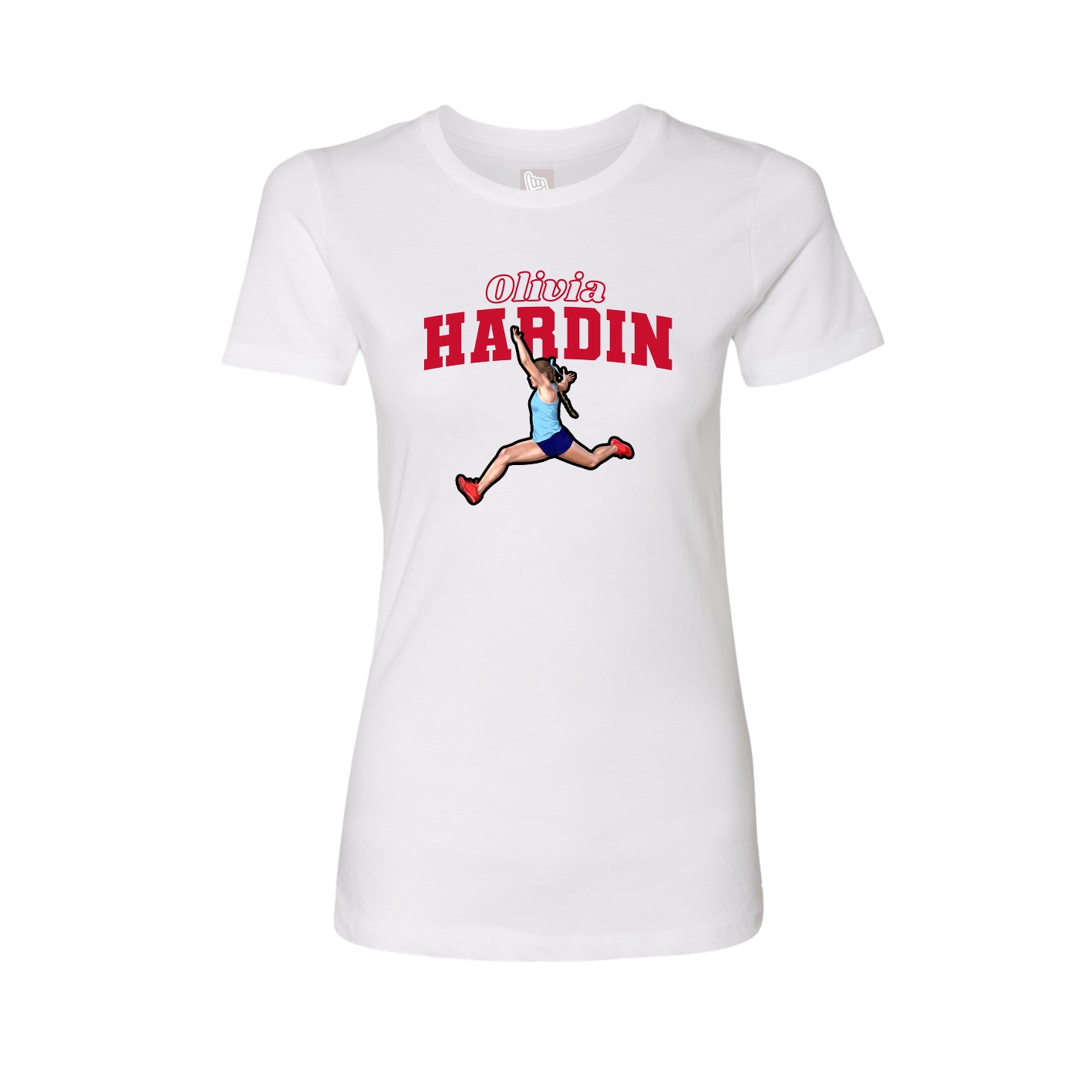 Fitted Women's Tee — Name Arch in White
