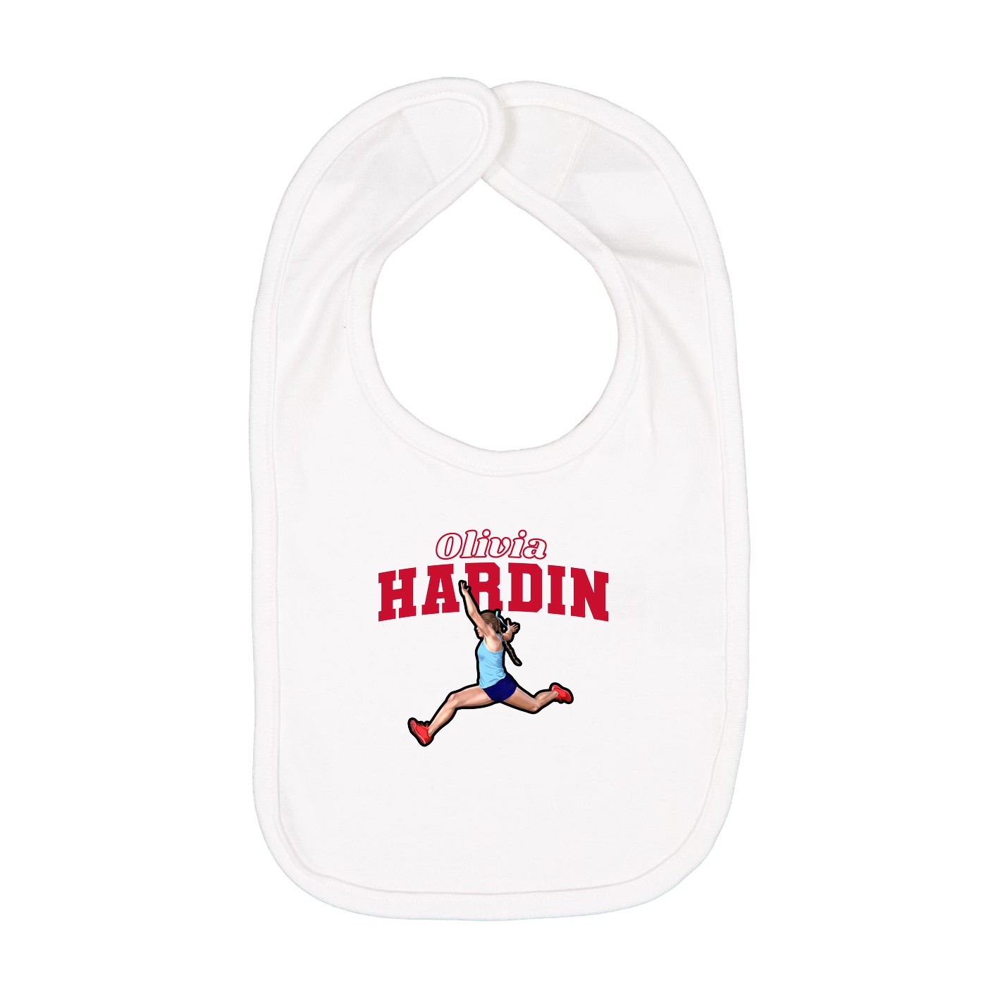 Infant Bib — Name Arch in White