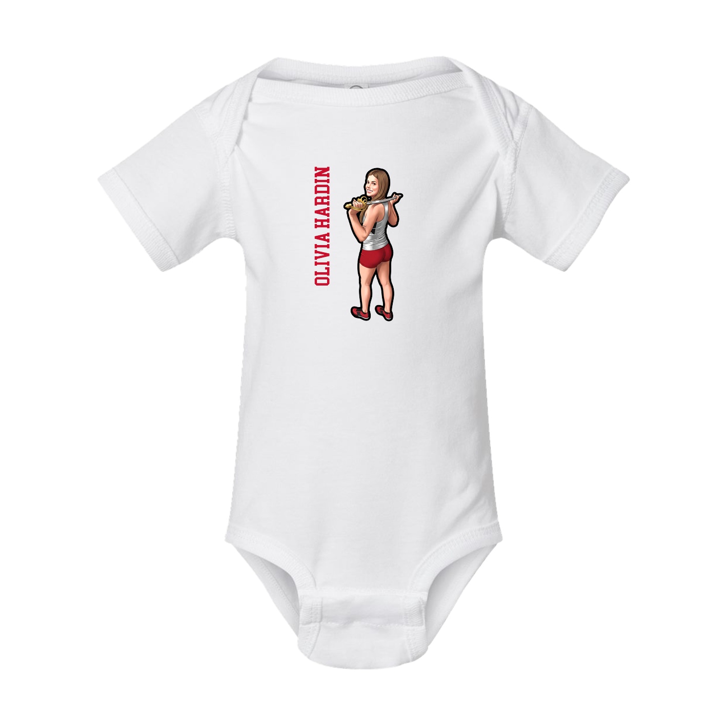 Baby Onesie — Name Vertical in White