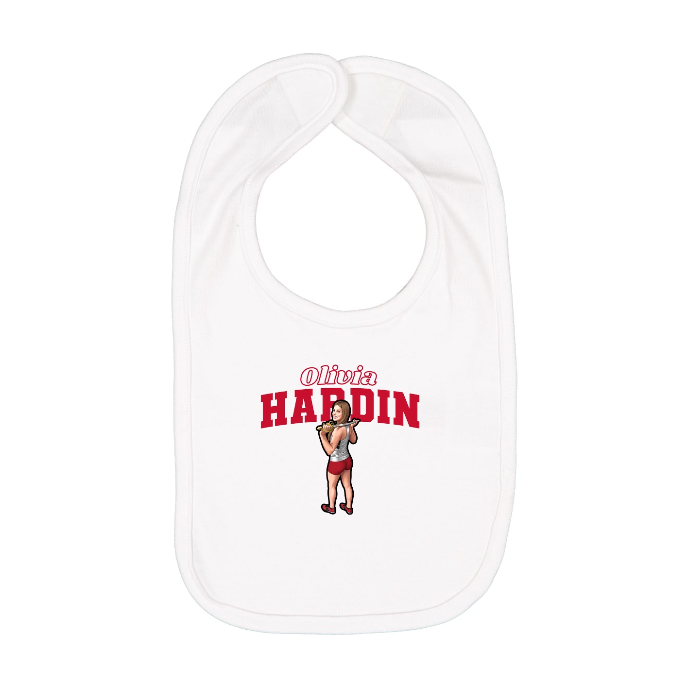 Infant Bib — Name Arch in White