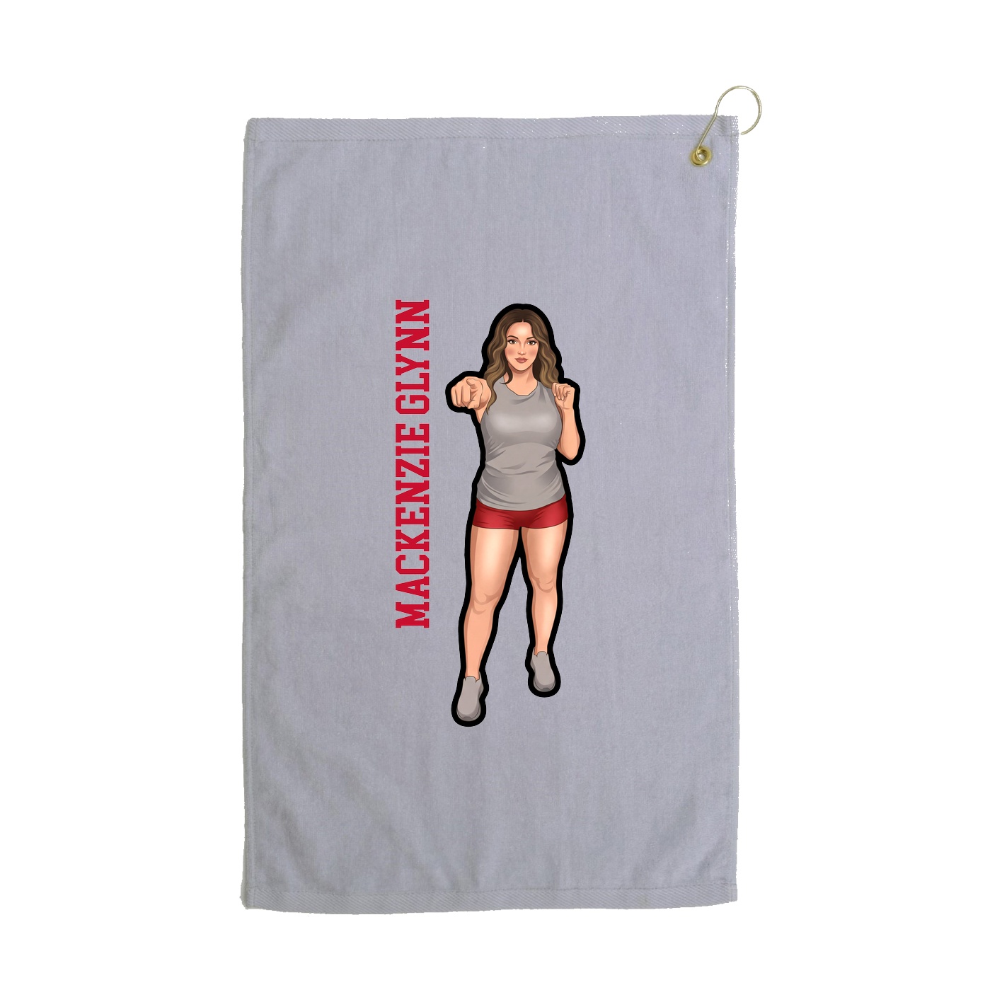 Golf Towel — Name Vertical in Grey