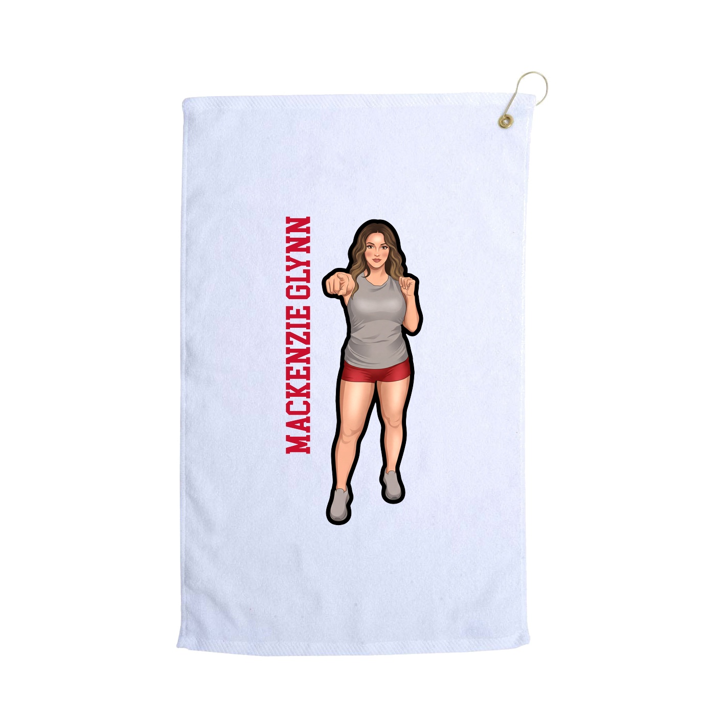 Golf Towel — Name Vertical in White