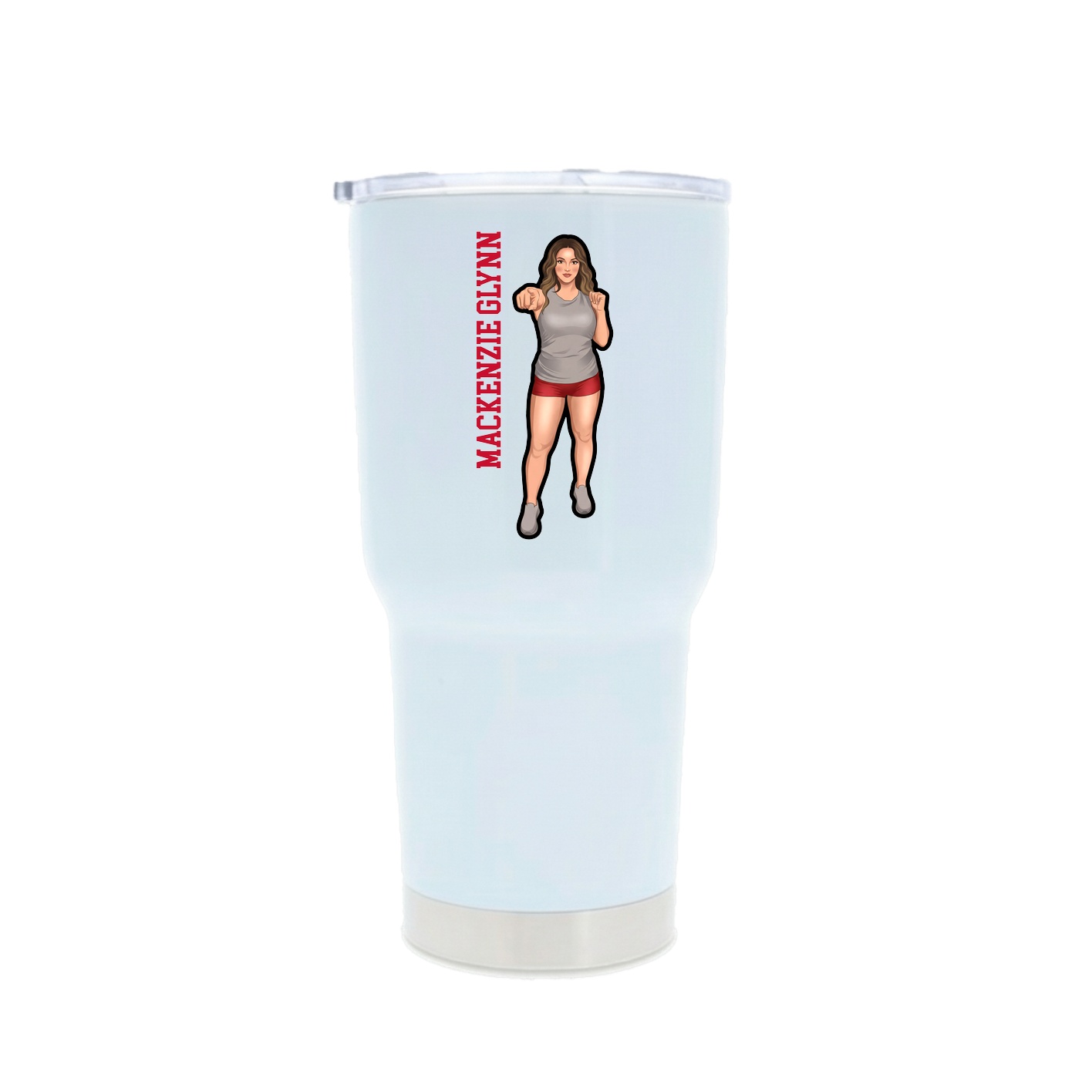 30oz Stainless Steel Tumbler — Name Vertical in White