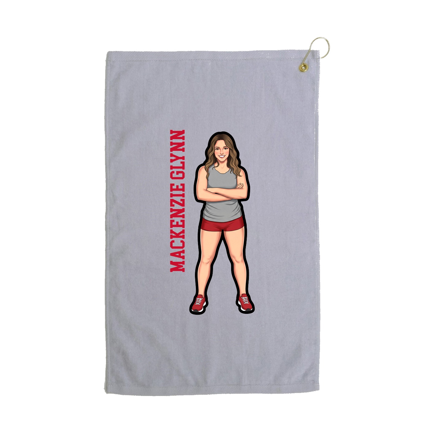 Golf Towel — Name Vertical in Grey