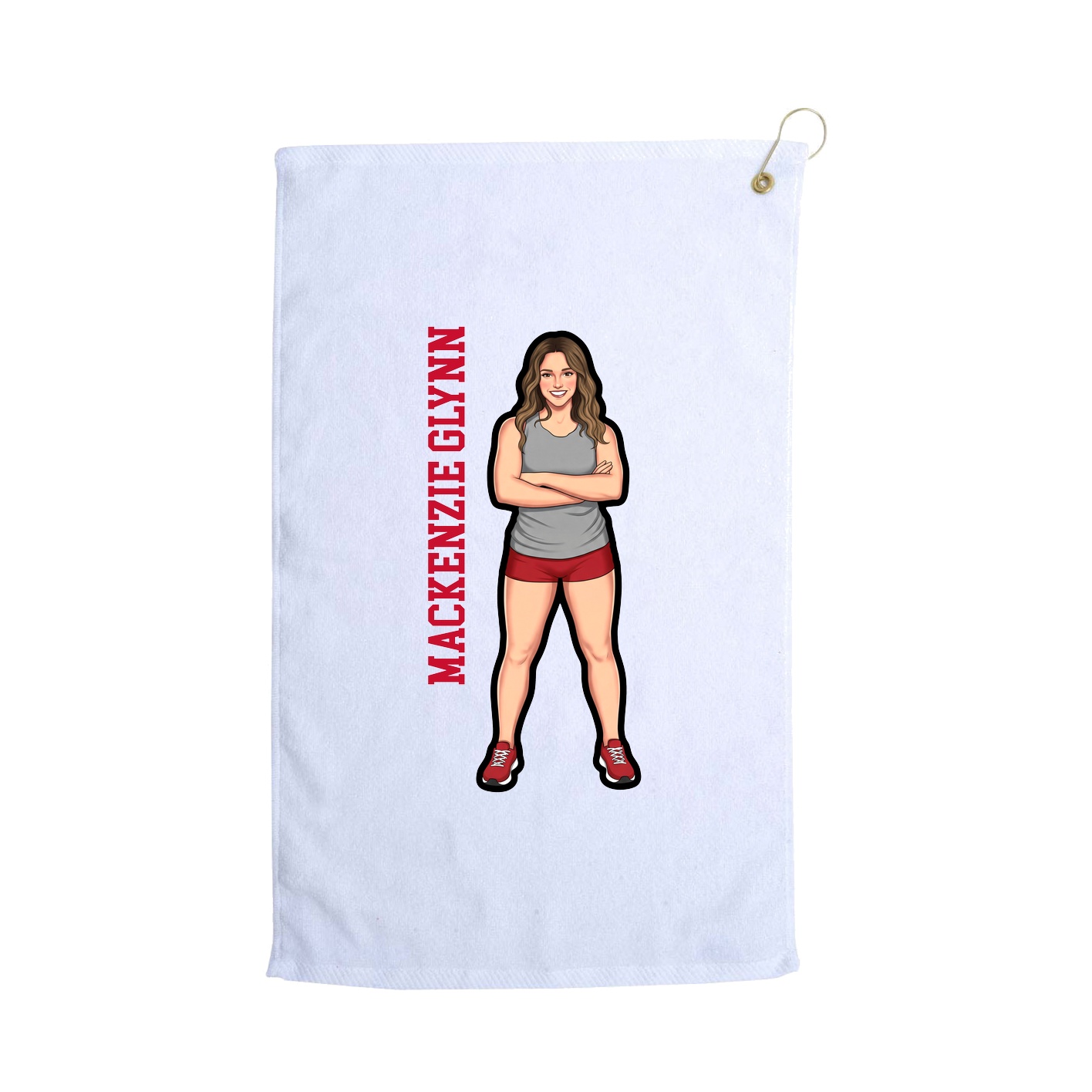 Golf Towel — Name Vertical in White