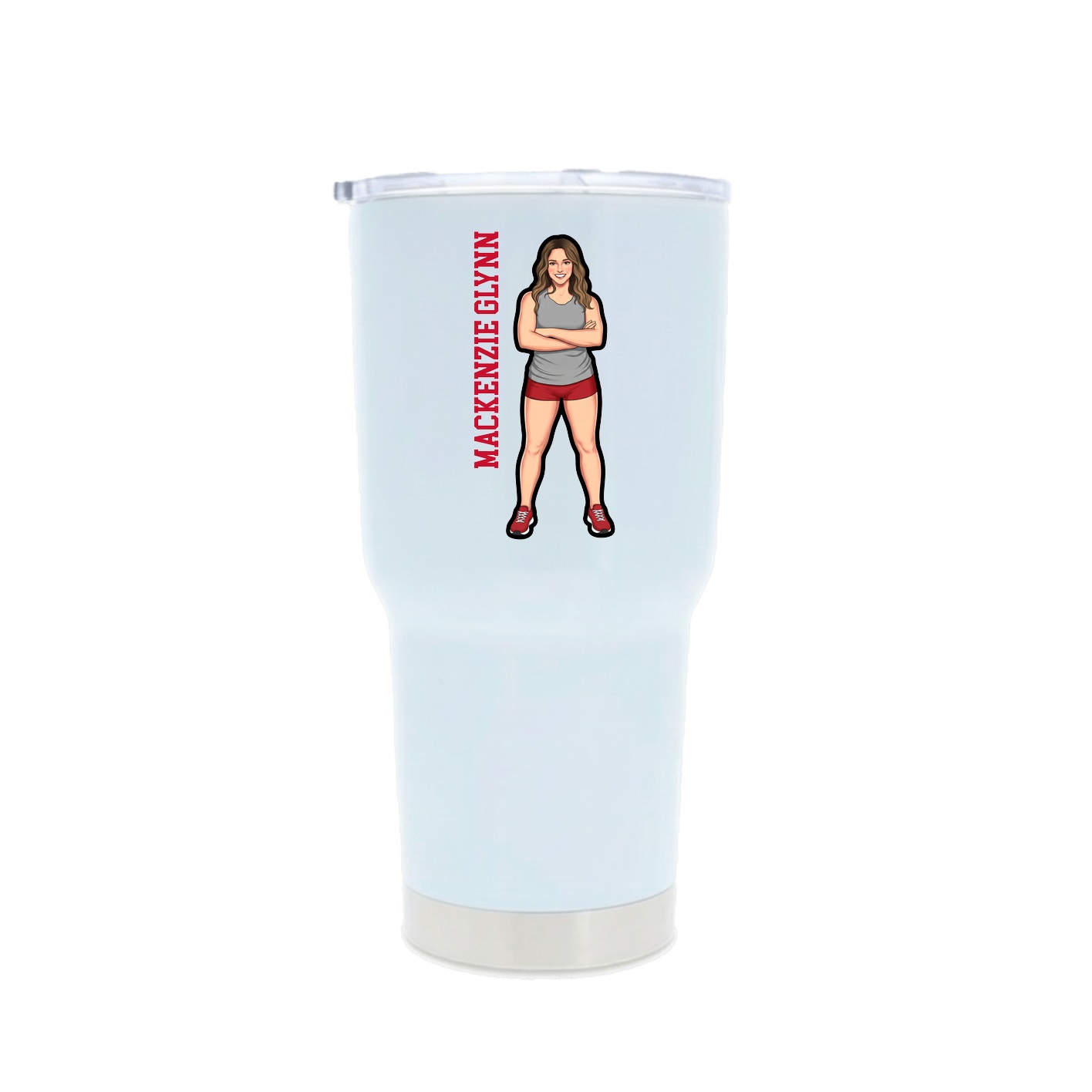 30oz Stainless Steel Tumbler — Name Vertical in White