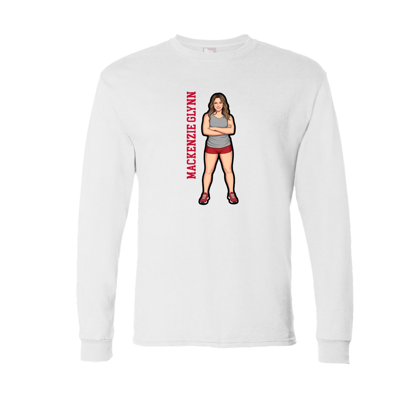 Long Sleeve Tee — Name Vertical in White