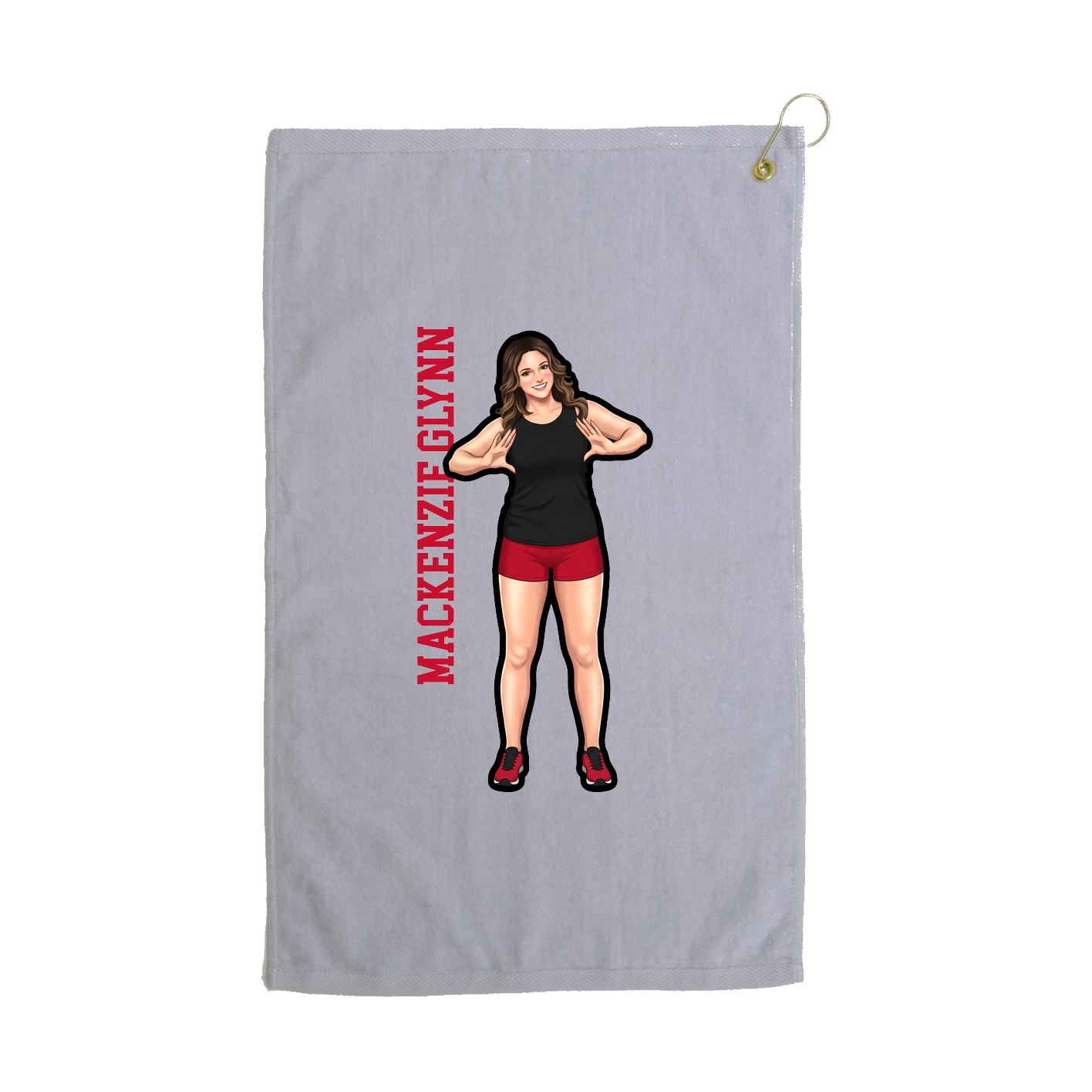 Golf Towel — Name Vertical in Grey