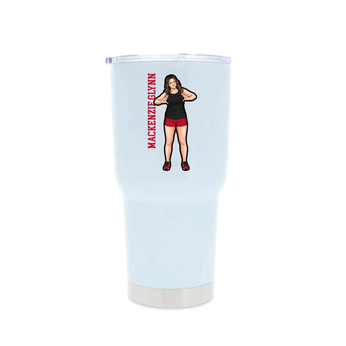 30oz Stainless Steel Tumbler — Name Vertical in White