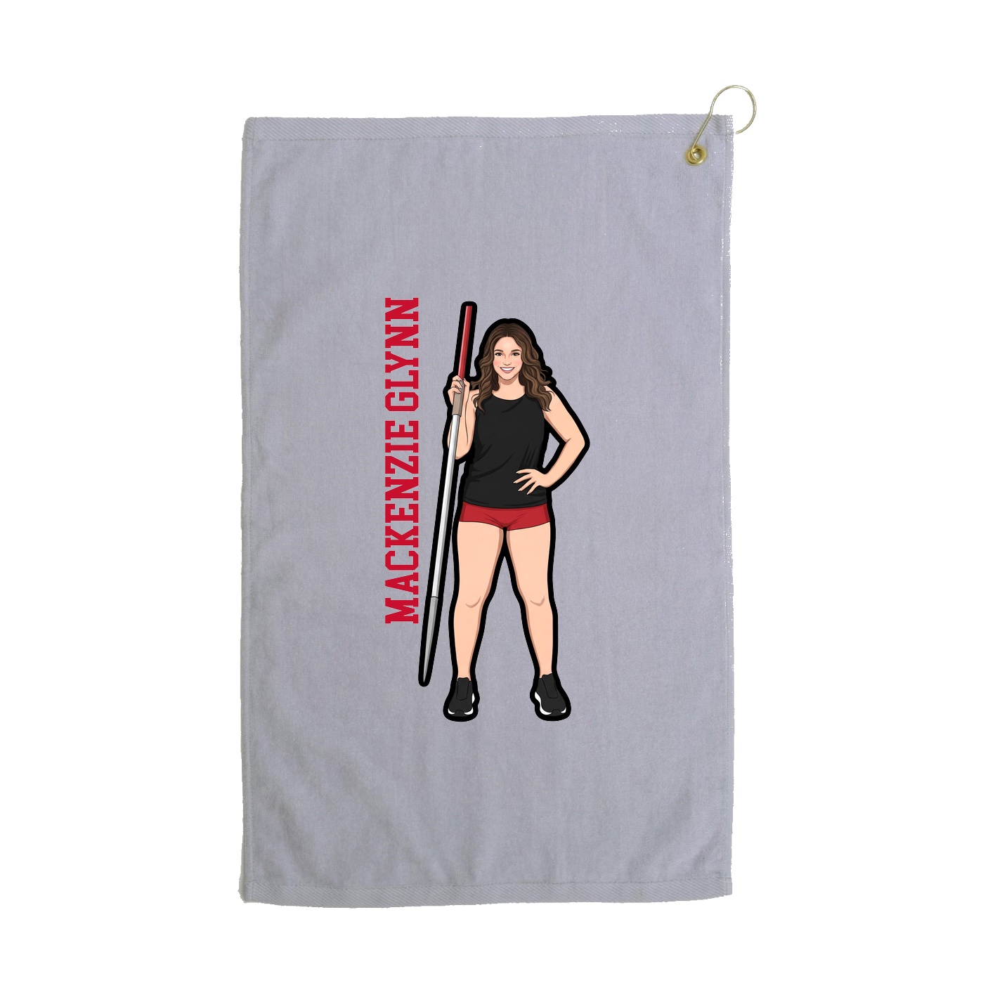 Golf Towel — Name Vertical in Grey