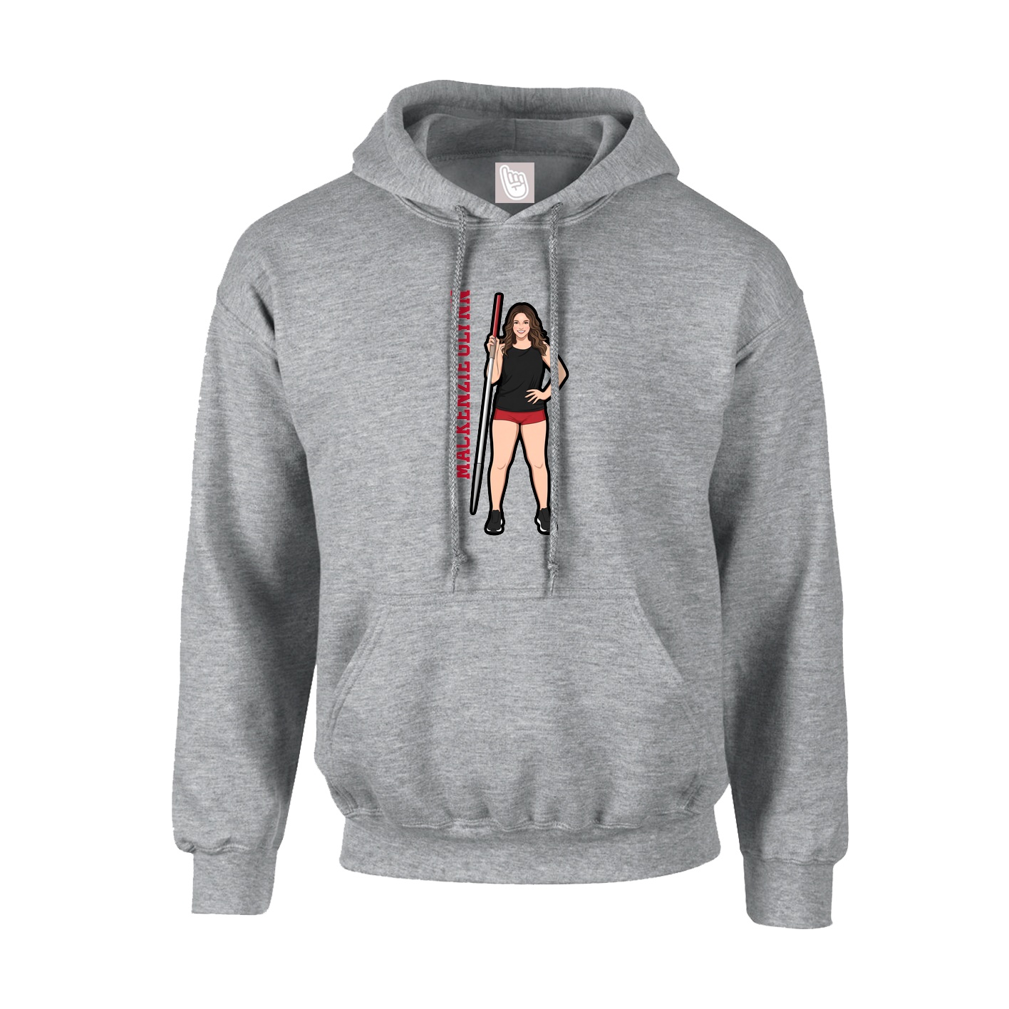 Hoodie — Name Vertical in Grey
