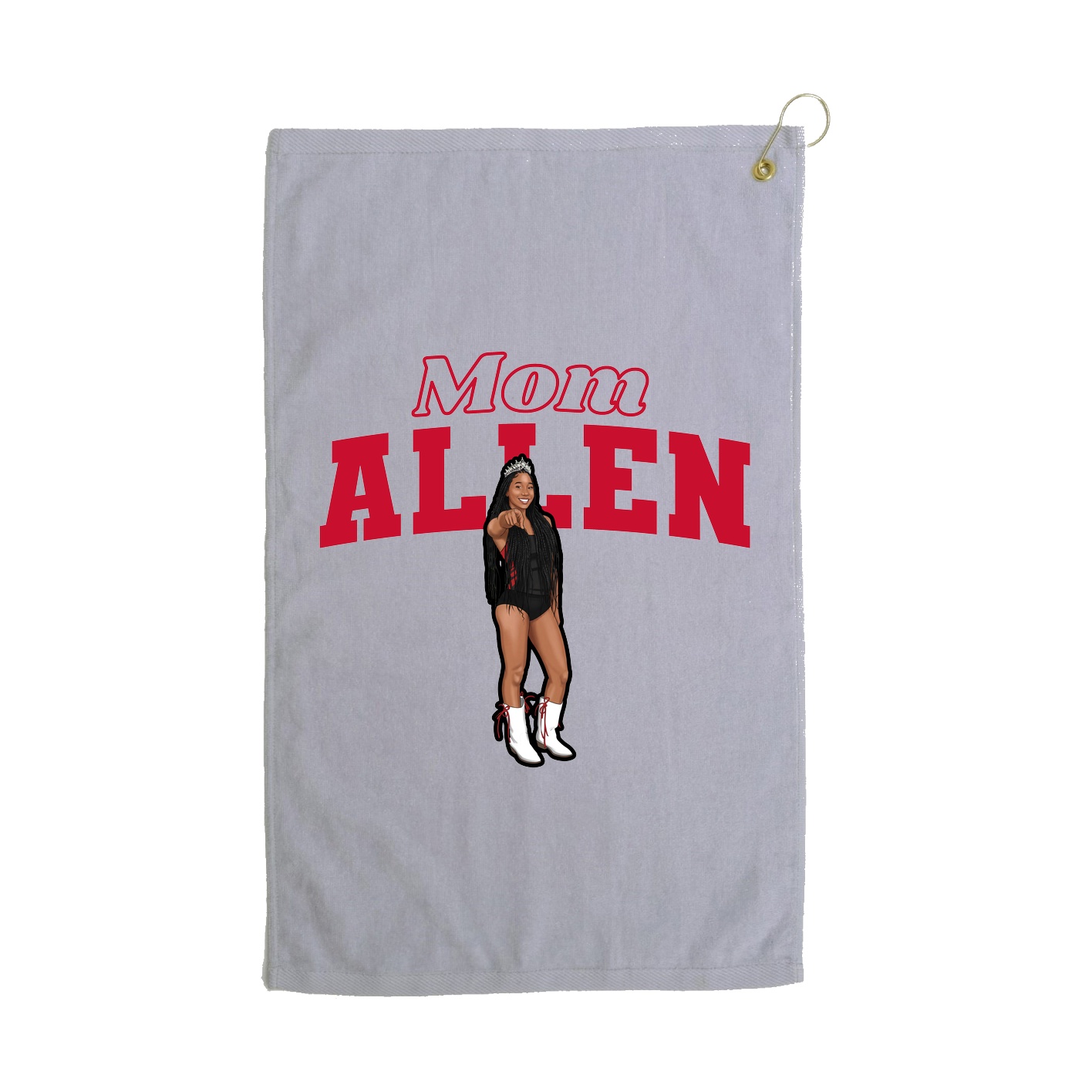 Golf Towel — Mothers Day Block in Grey
