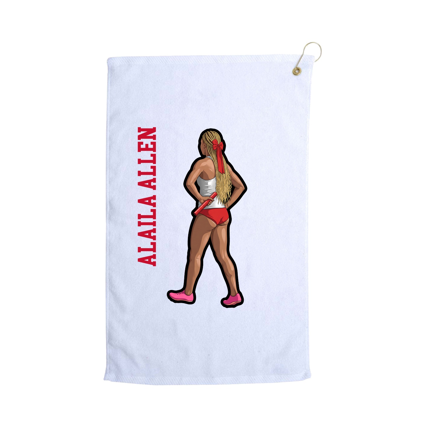Golf Towel — Name Vertical in White