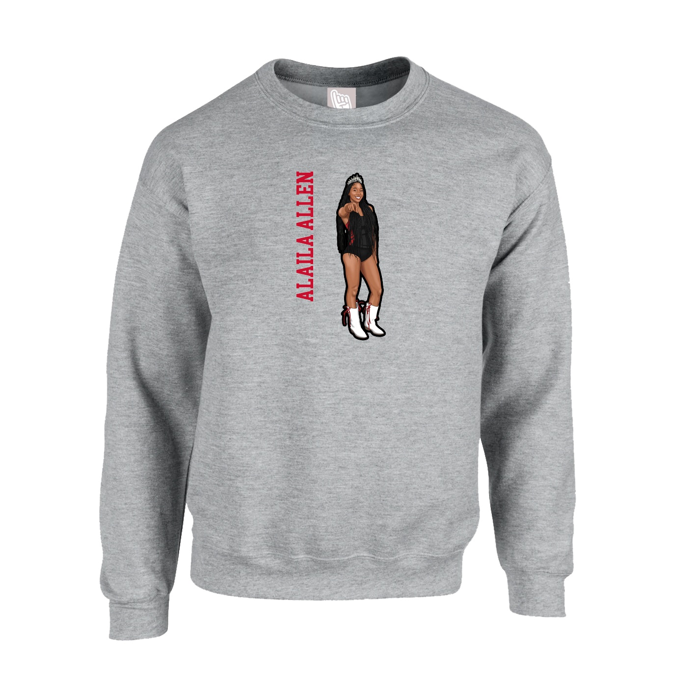 Fleece Crew — Name Vertical in Grey
