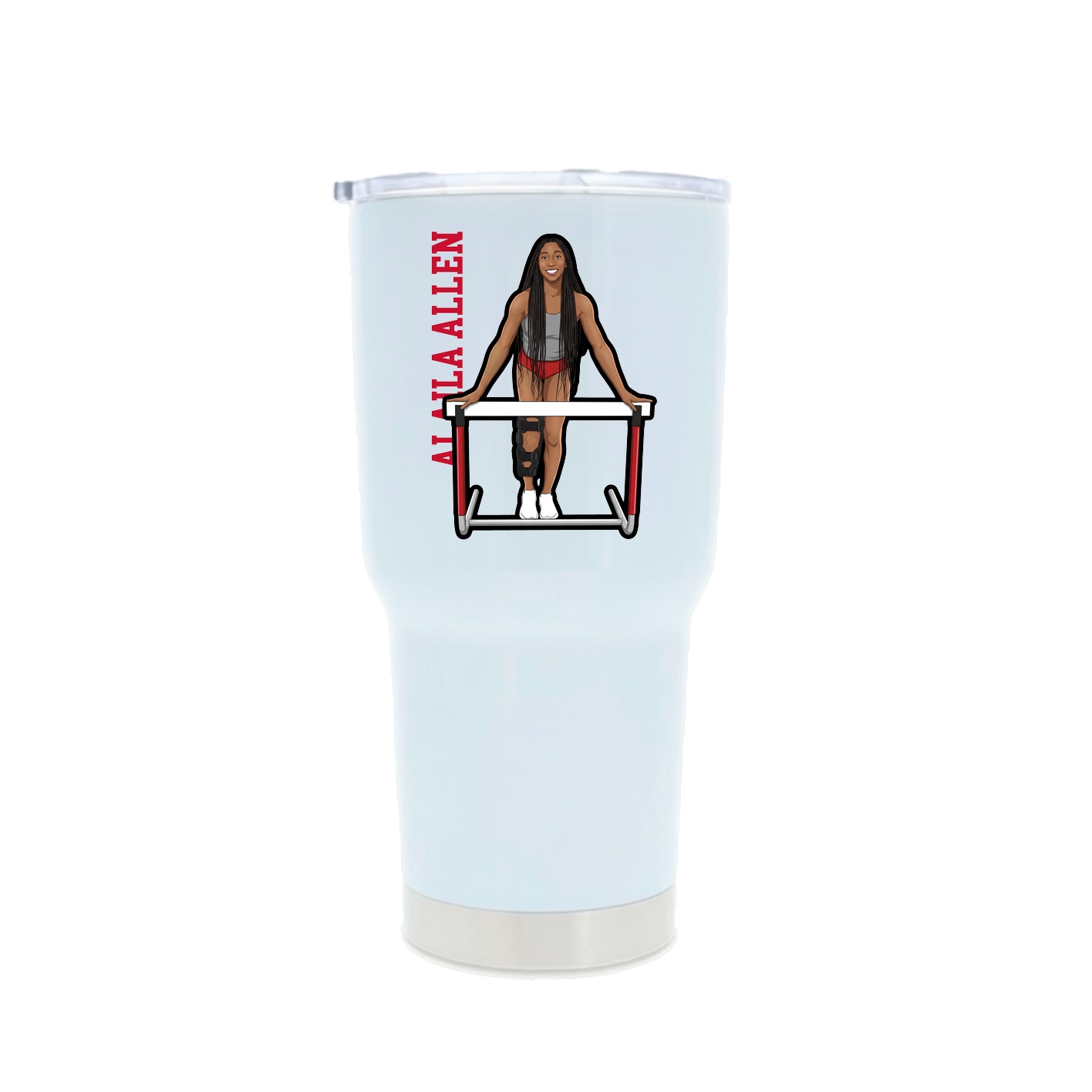 30oz Stainless Steel Tumbler — Name Vertical in White