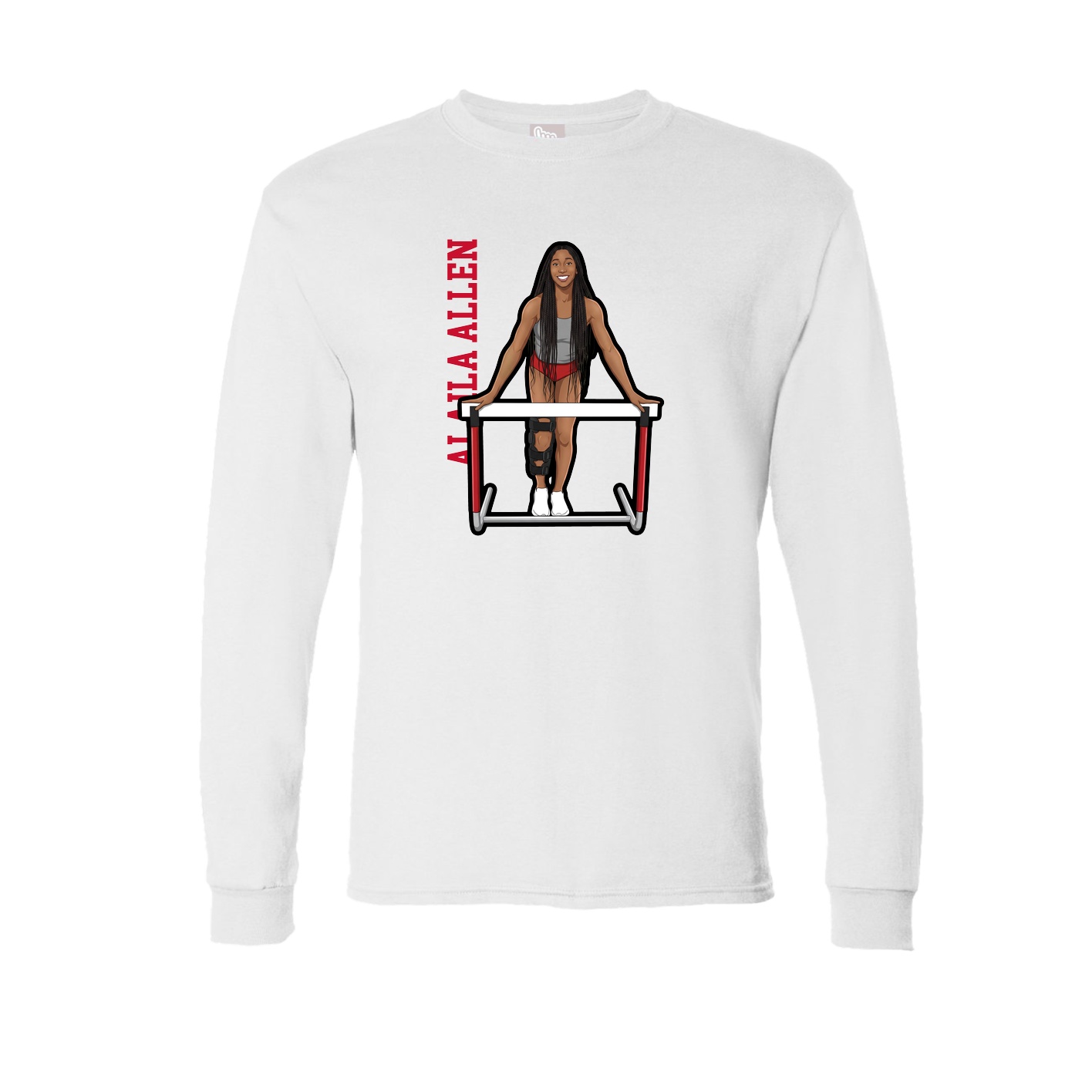 Long Sleeve Tee — Name Vertical in White