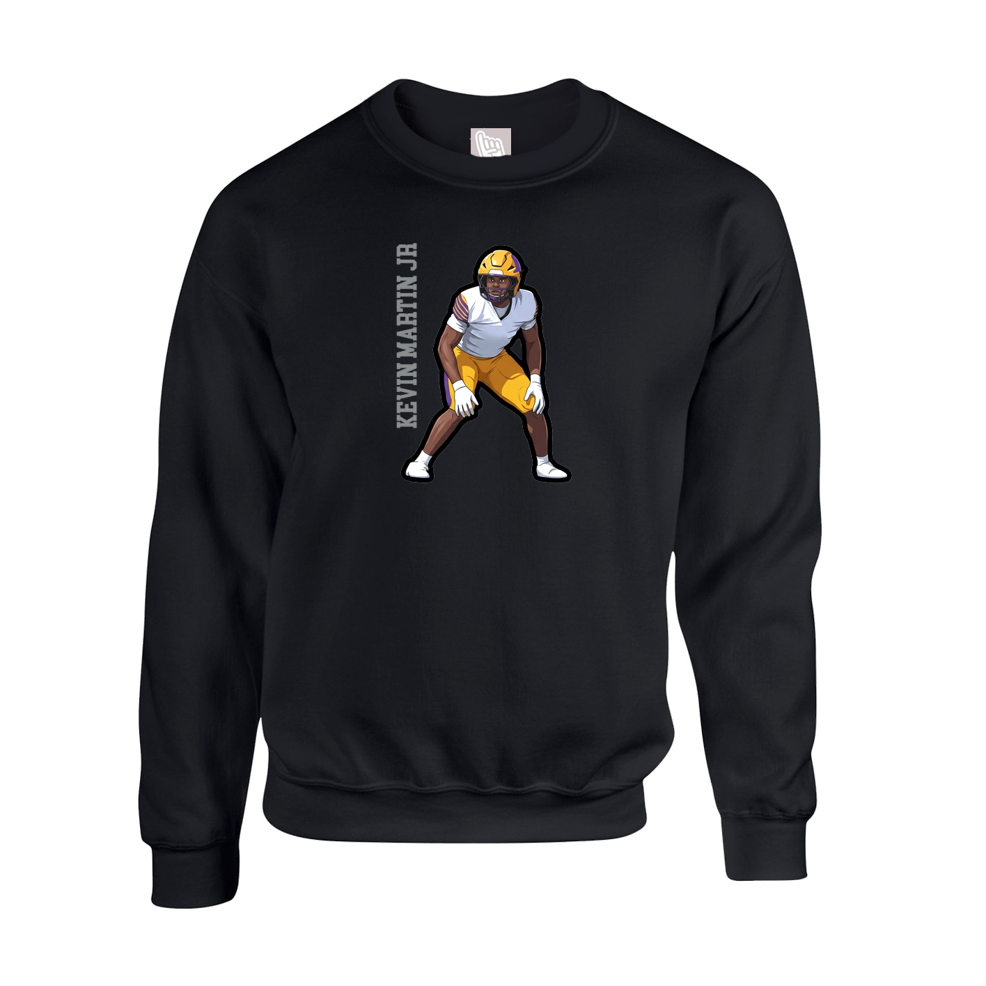 Fleece Crew — Name Vertical in Black