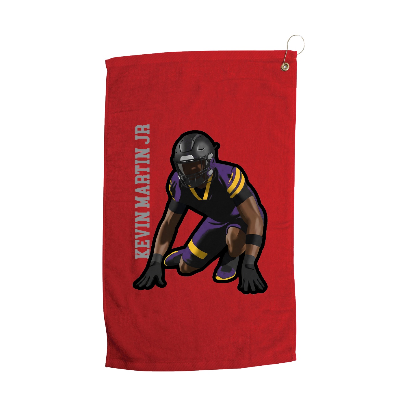 Golf Towel — Name Vertical in Red