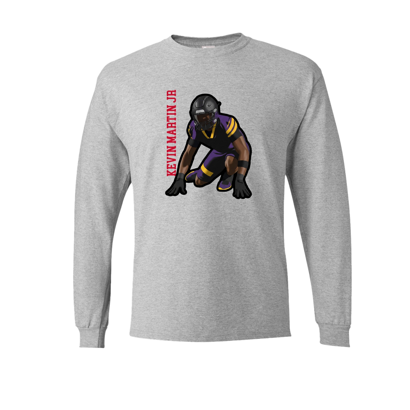 Long Sleeve Tee — Name Vertical in Grey